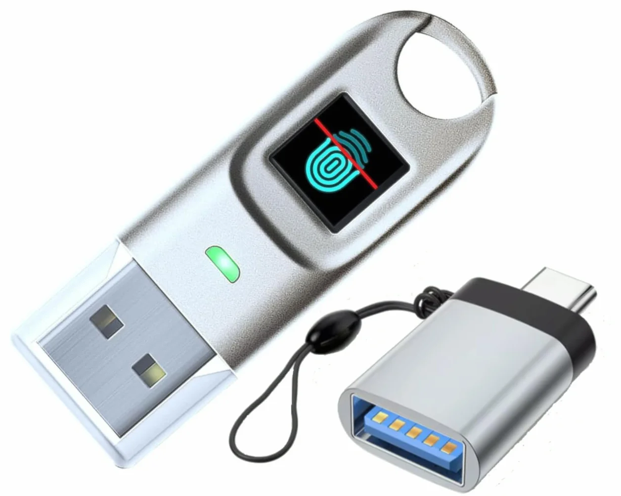 Klucz USB FIDO2 i certyfikat cyfrowy ChipNet FIDO2 ID BioPass, srebrny metaliczny