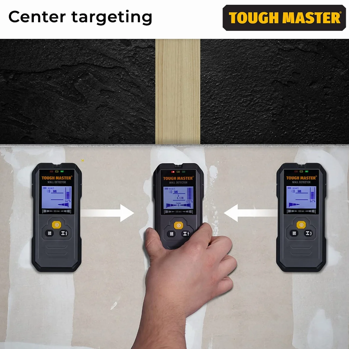 TOUGH MASTER Wyszukiwarka kołków ściennych 5 w 1 drewno metalowy lokalizator skaner ścienny LCD