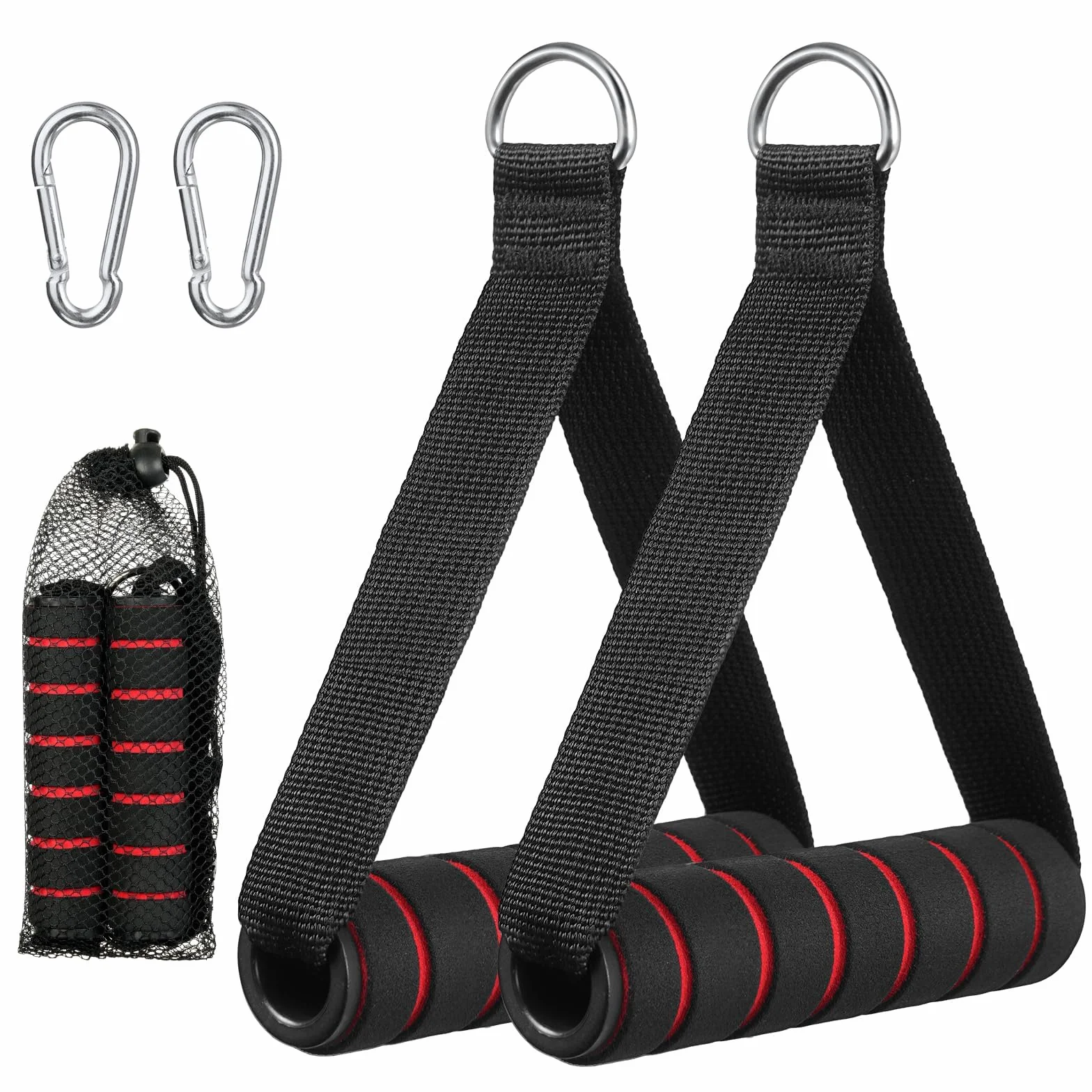 Fintronic uchwyty do taśm fitness, 2 sztuki, uchwyt jednoręczny, silikonowe uchwyty z karabińczykiem, uchwyt do taśm oporowych, akcesoria do fitnessu, wieży siłowej, cięgna, tricepsów