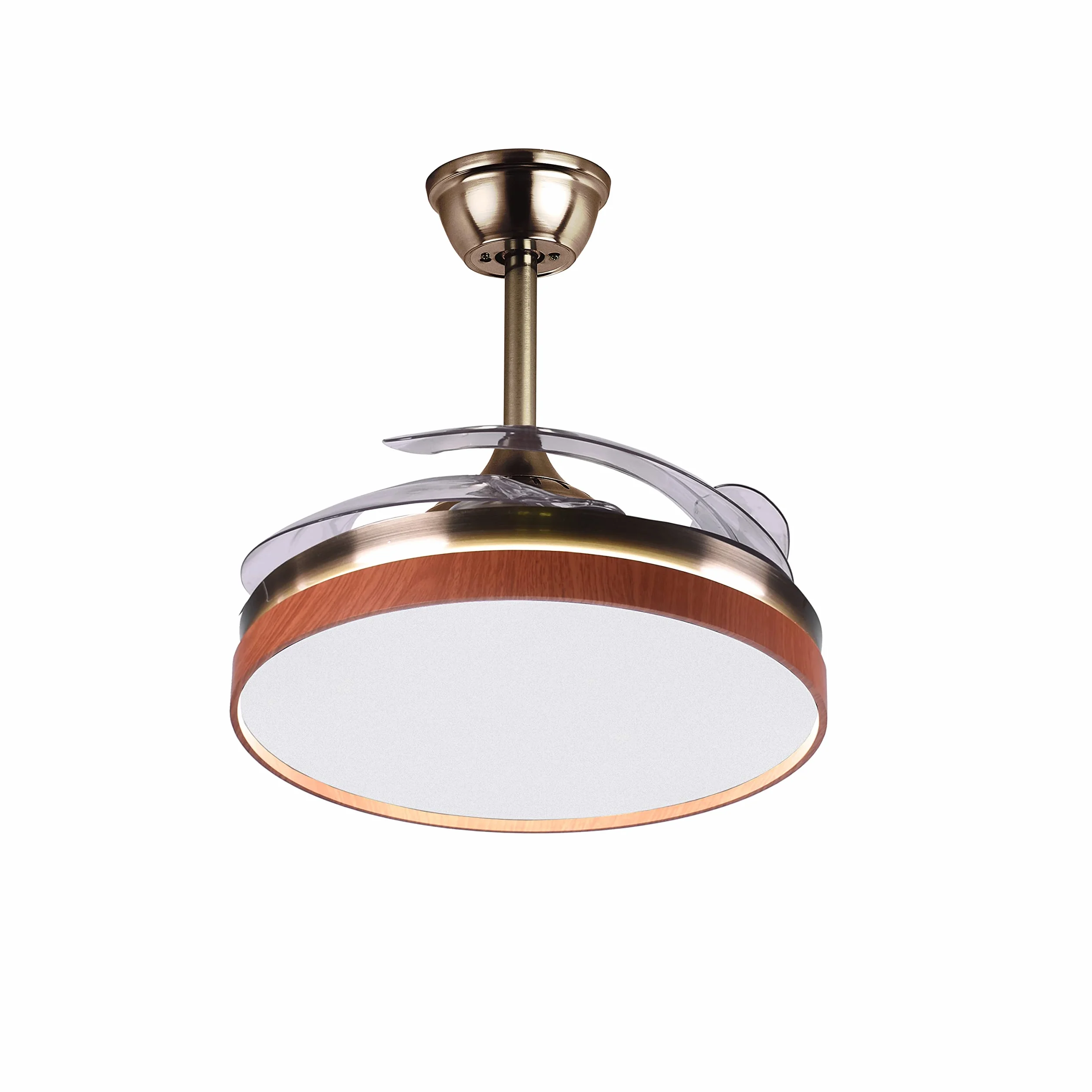 BEL AIR HOME - Wentylator Sufitowy COSMOS z Silnikiem DC i Wysuwanymi Łopatkami - 36W LED z 3 Temperaturami Światła - Sterowanie Pilotem, Tryb Zimowy, Cichy - Cuero Cerezo, Metal