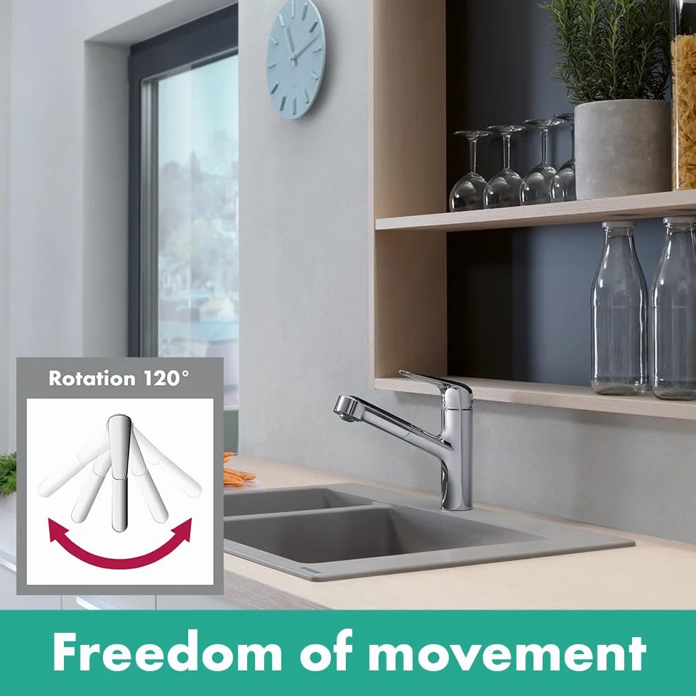 hansgrohe Focus M42 Jednouchwytowa bateria kuchenna 150 wyciągana wylewka chrom