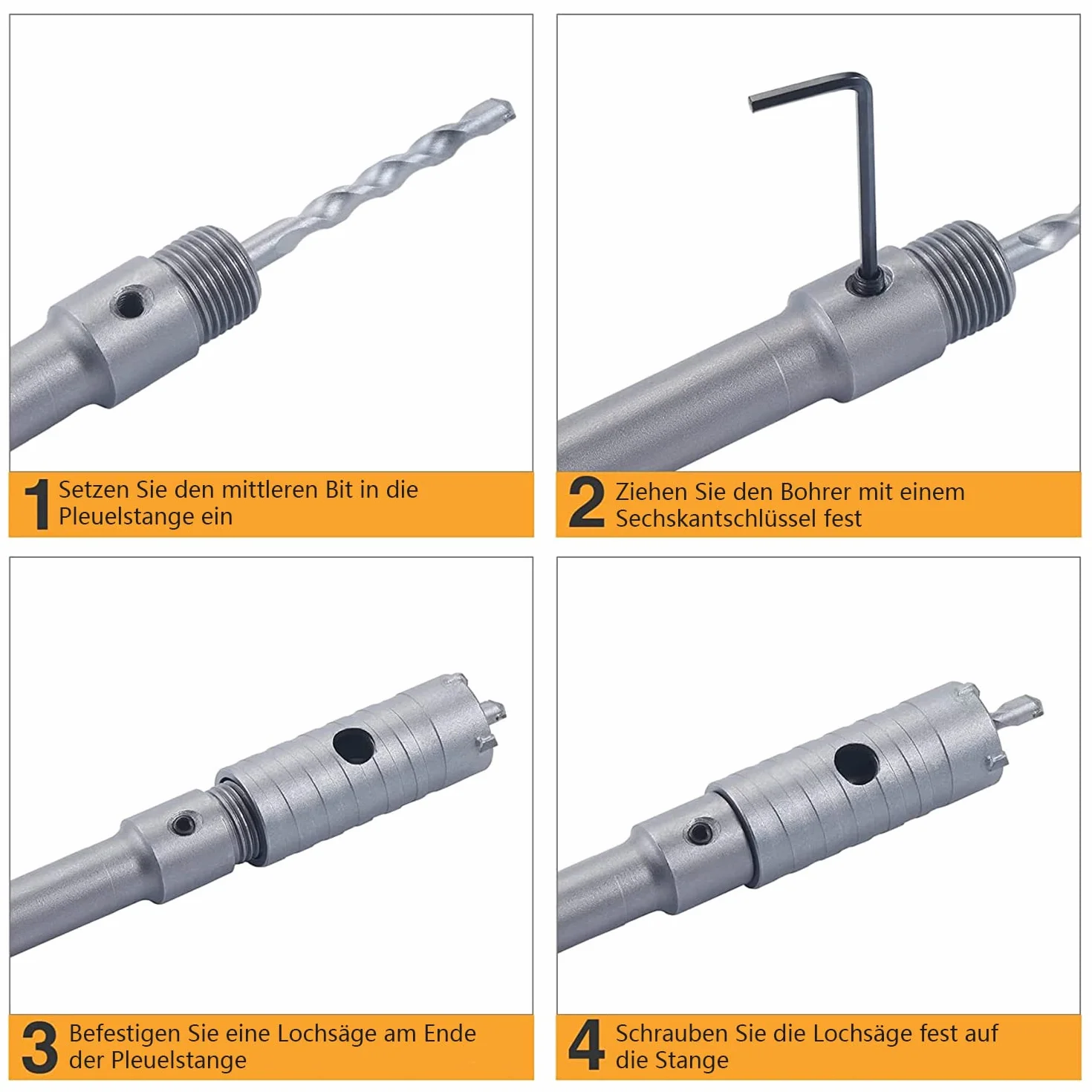 Zestaw wierteł rdzeniowych SDS Plus 30/40/50/68 mm 6 sztuk do betonu