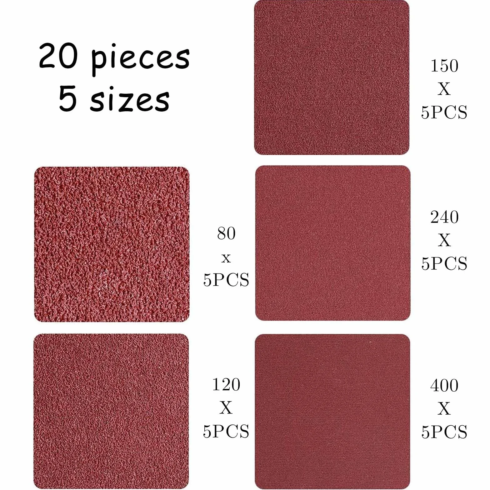 Taśmy ścierne 75 x 533 mm 20 sztuk Mixpack 80/120/150/240/400 do szlifierki taśmowej