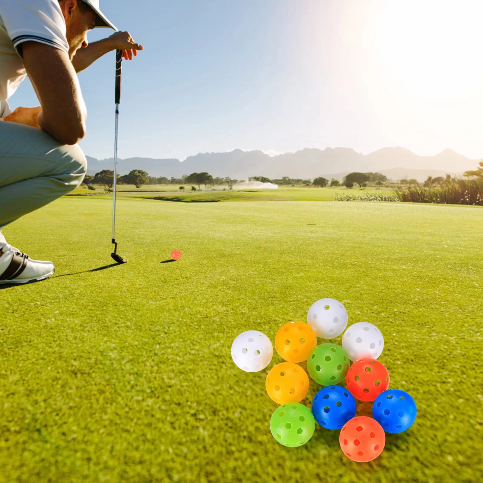 28 sztuk piłek golfowych, piłki golfowe do treningu z przepływem powietrza, plastikowe piłki golfowe 40 mm do treningu treningowego, gry w golfa na świeżym powietrzu dla dorosłych dzieci
