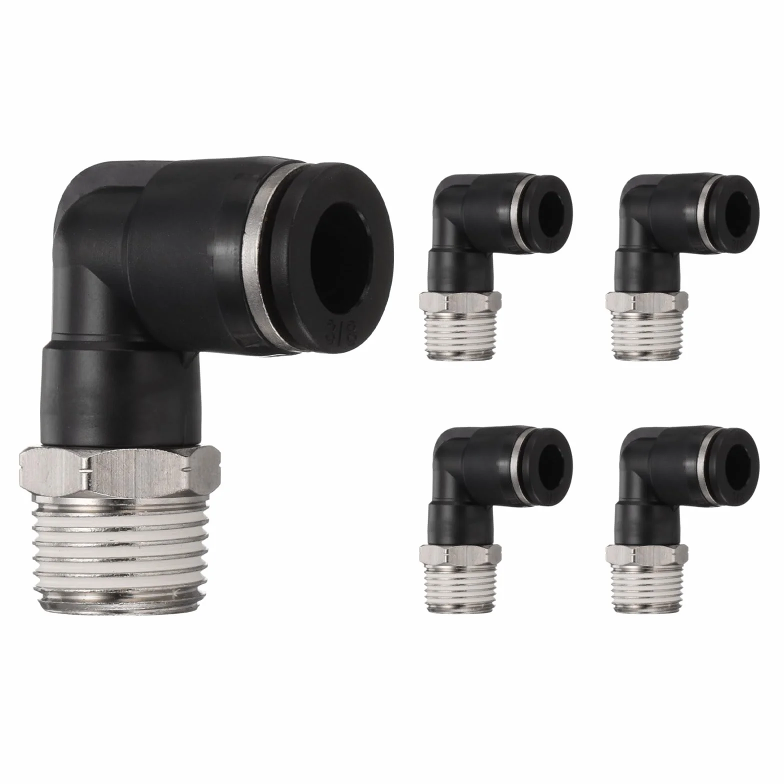 Złącza wtykowe męskie kolanko 3/8" rura OD x 3/8" NPT plastikowy wąż pneumatyczny szybkozłączka zestaw blokada Push Lock Pl3/8-N03 czarny