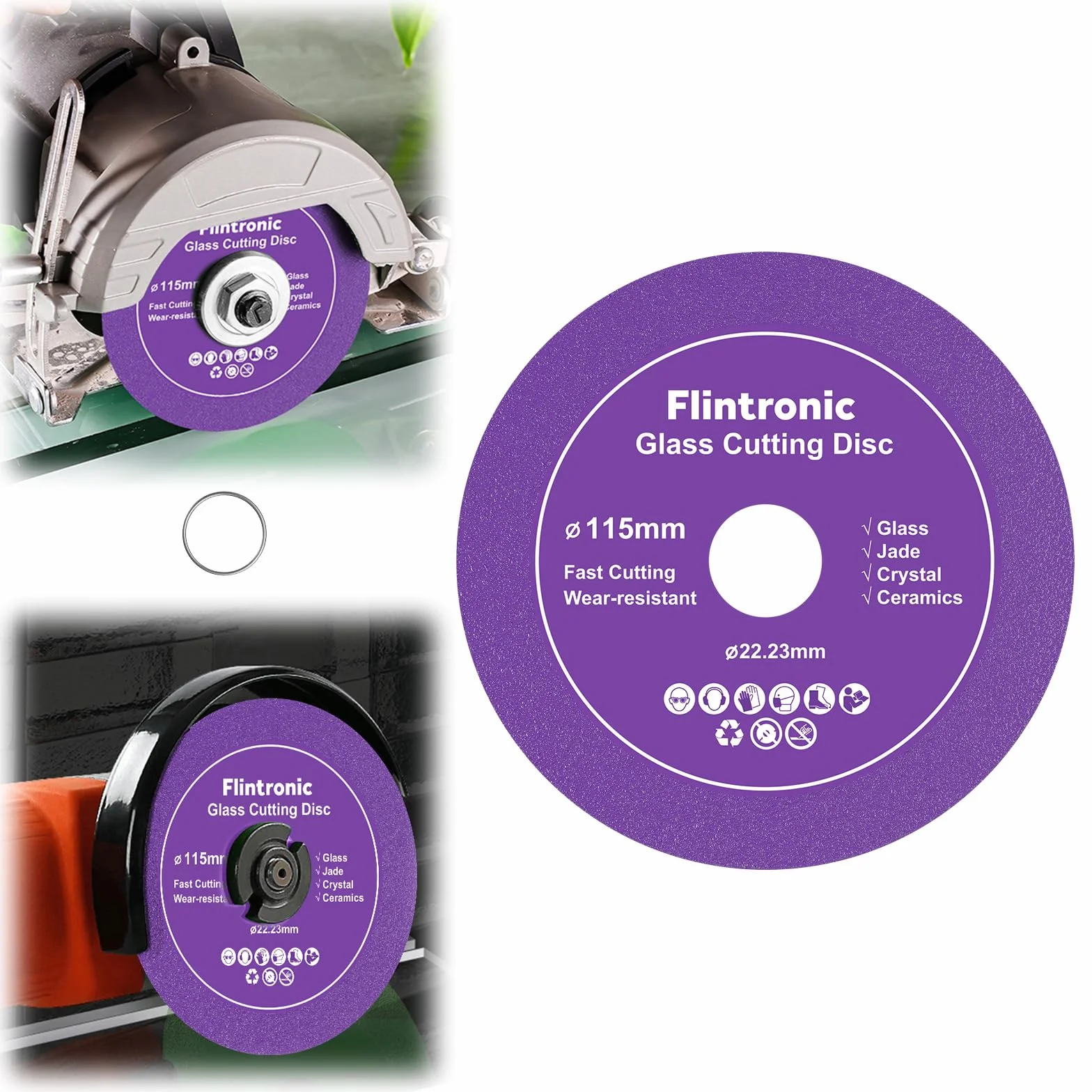 Flintronic Diamentowa Tarcza do Cięcia Szkła 115 mm do Szlifierki Kątowej