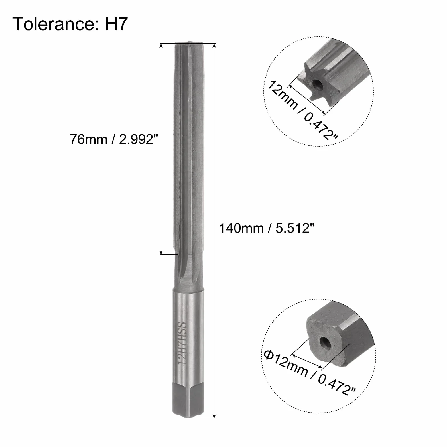 Rozwiertak ręczny 12 mm H7 HSS metryczny stal szybkotnąca
