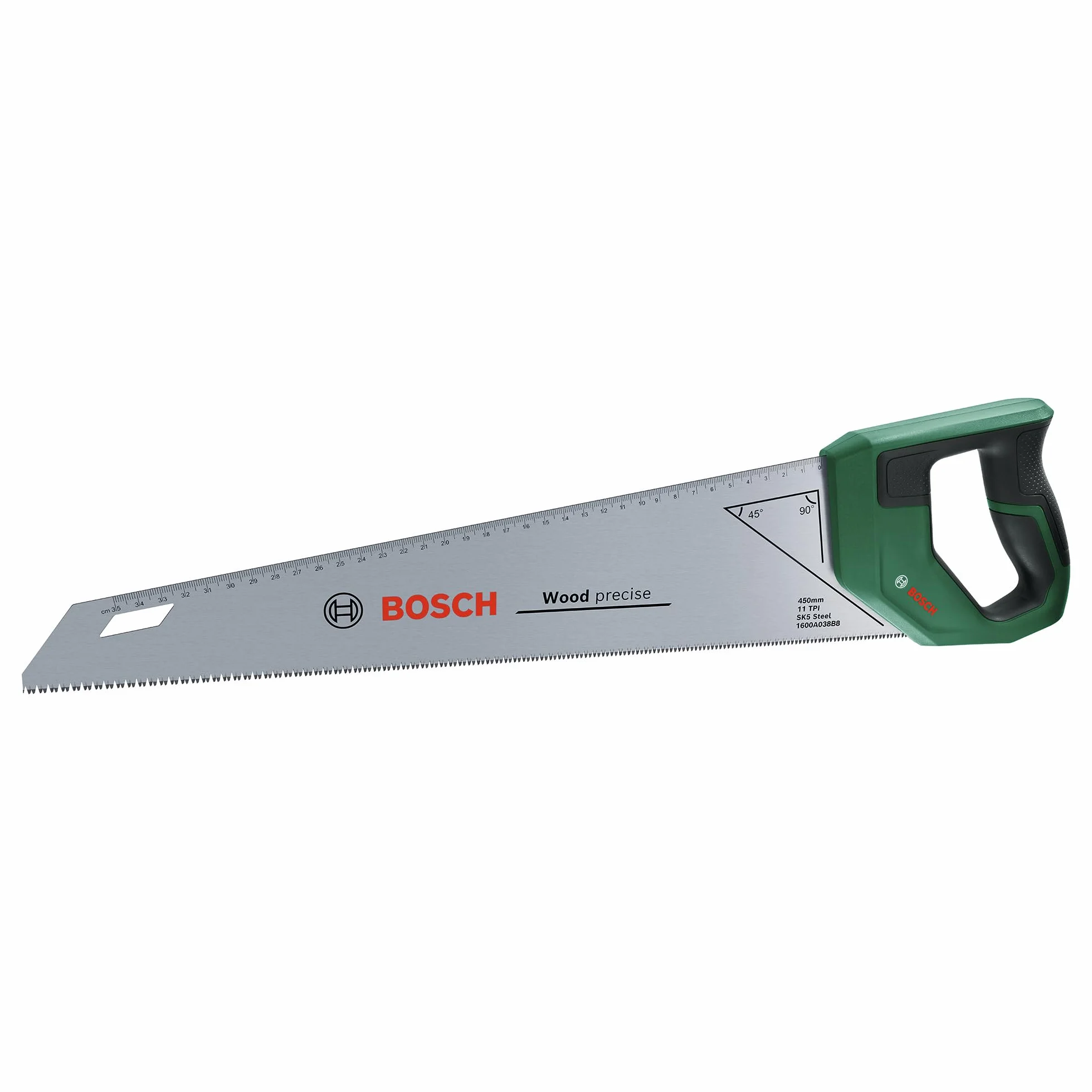 Bosch Piła ręczna 450 mm Ostrze SK5 11 TPI Zęby hartowane indukcyjnie Prowadnica kątowa 45°/90°