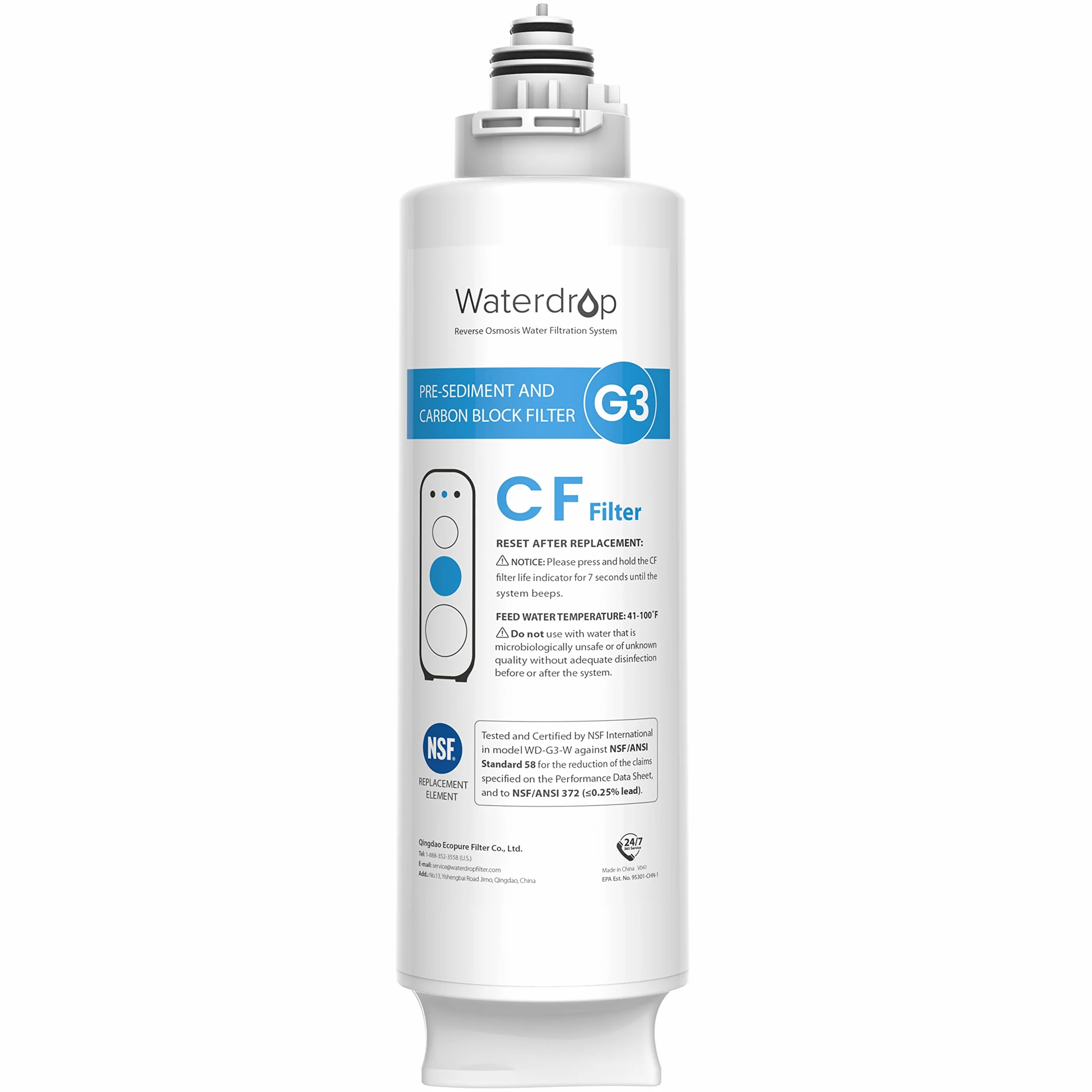 Waterdrop WD-G3-N1CF Filtr zamiennik do systemu odwróconej osmozy WD-G3-W