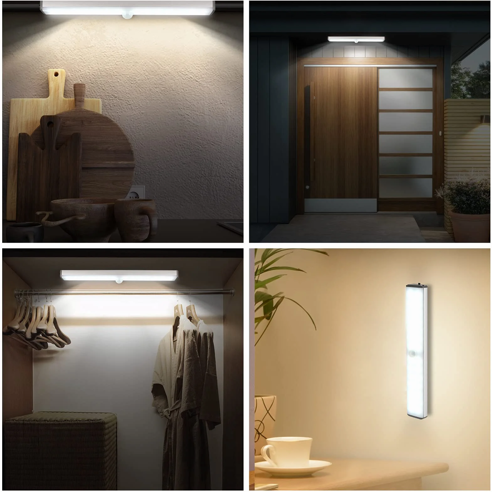 Under Cupboard Light 28LED Motion Sensor Light Indoor Szafa Wireless Kitchen Lights Cabinet Undercounter Lighting Rechargeable Battery Powered Night Stick On Stair