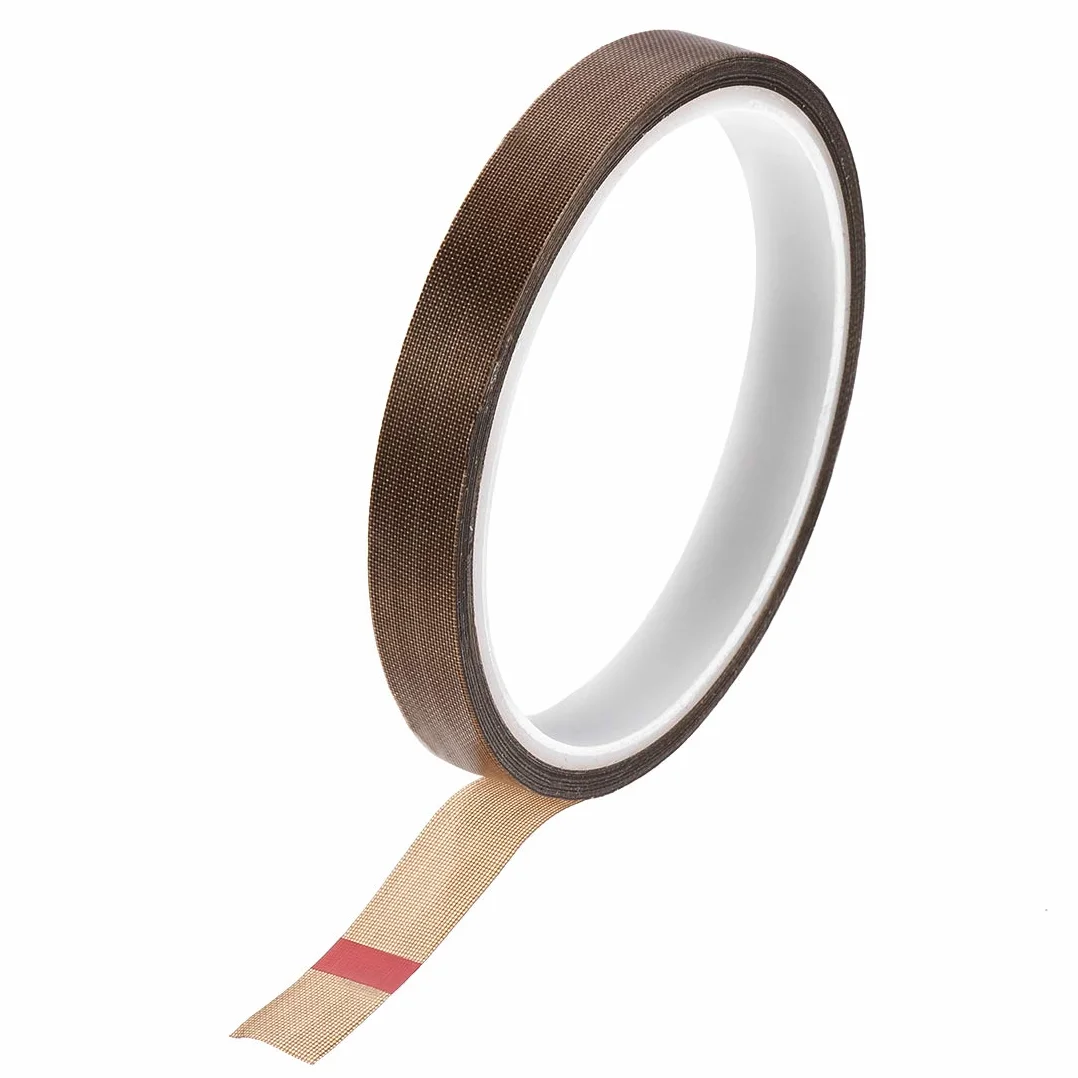 sourcing map 12 mm tkanina powlekana PTFE brązowa taśma o wysokiej temperaturze do ręcznego próżniowego i uszczelniaczy impulsowych taśma klejąca 10 m/32,8 stopy