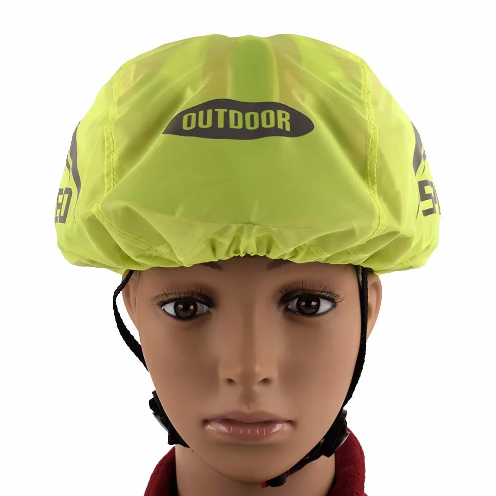 Osłona przeciwdeszczowa na kask rowerowy z paskami odblaskowymi, ochrona przed deszczem, odporna na działanie wody, wysoka widoczność