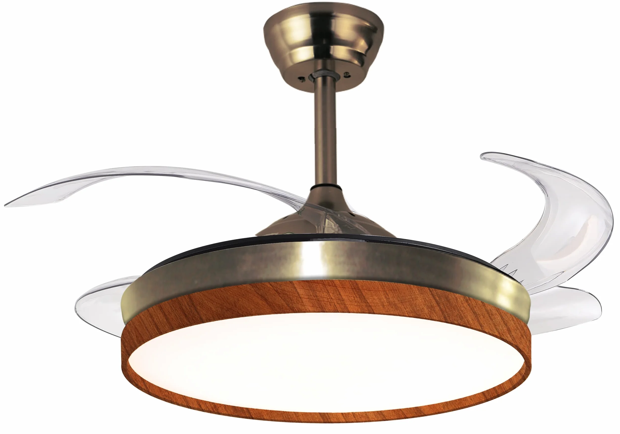 BEL AIR HOME - Wentylator Sufitowy COSMOS z Silnikiem DC i Wysuwanymi Łopatkami - 36W LED z 3 Temperaturami Światła - Sterowanie Pilotem, Tryb Zimowy, Cichy - Cuero Cerezo, Metal