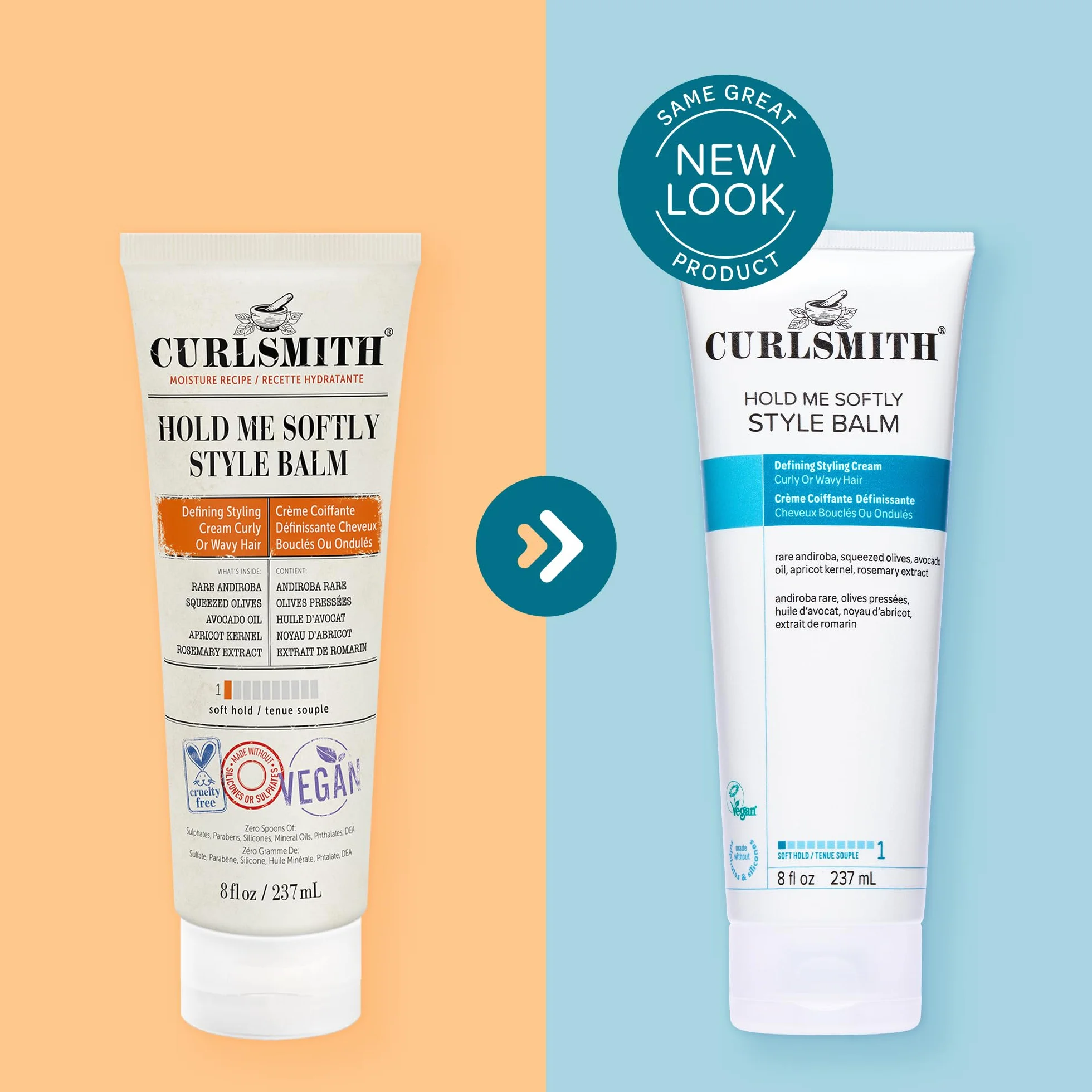 Curlsmith Hold Me Softly Style Balm Krem do loków z miękkim utrwaleniem, lekki, bez efektu chrupiącego, do wszystkich rodzajów loków, wegański i wolny od okrucieństwa