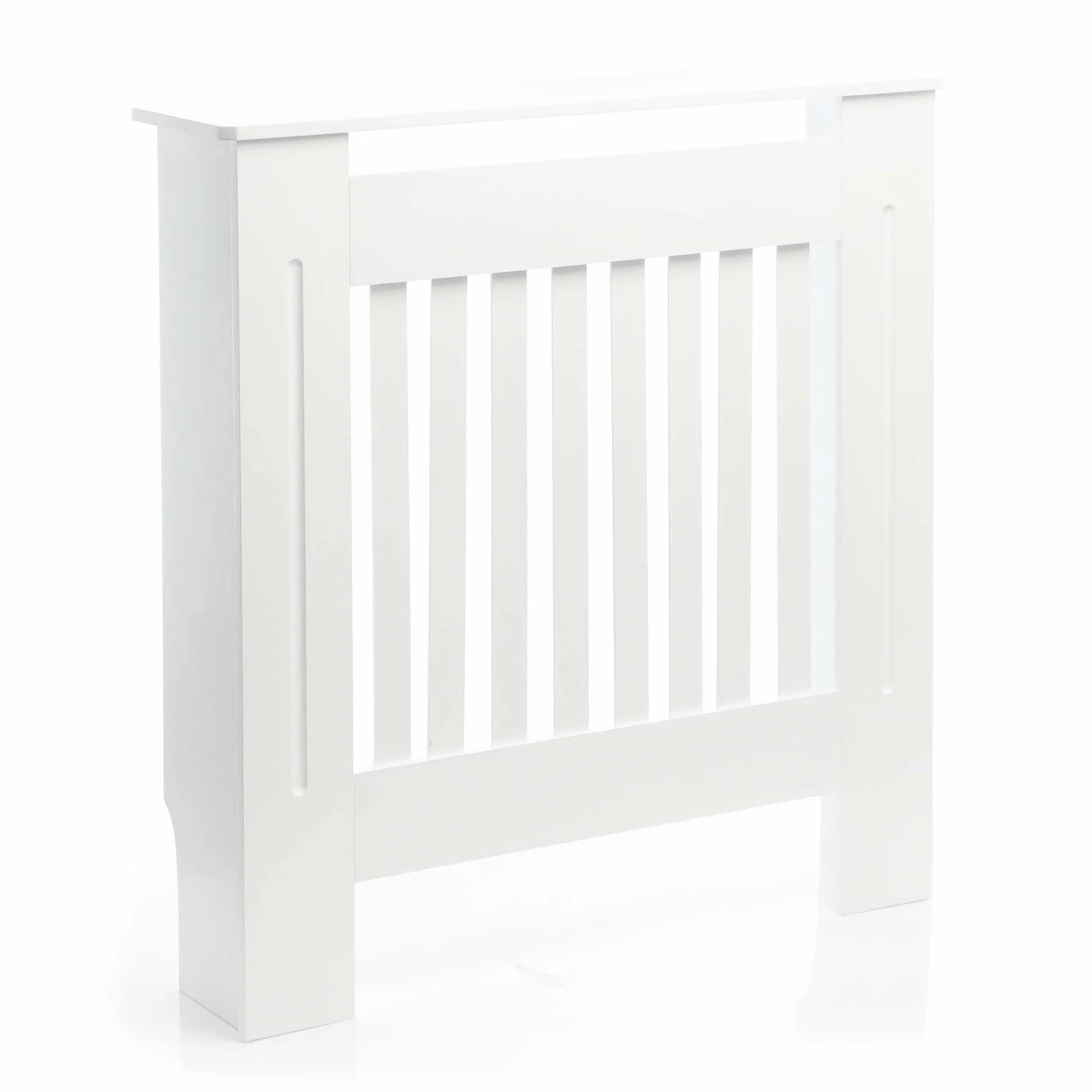 Osłona na kaloryfer żeberkowy MDF biała 78 x 19 x 82 cm lamelowana maskownica