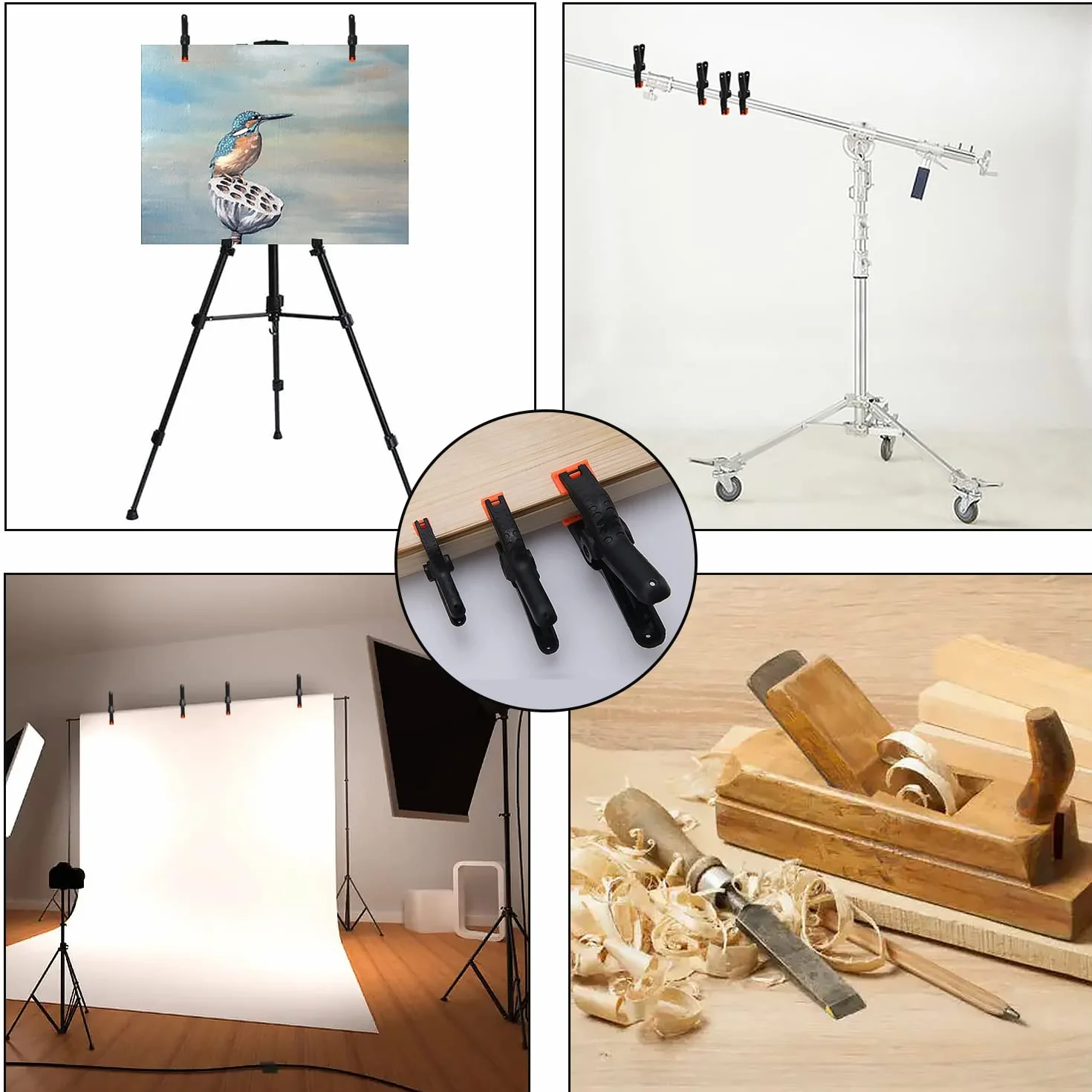 Zaciski Sprężynowe Nylonowe 9 Sztuk 2 Calowe 3 Calowe 4 Calowe do Projektów DIY Tło Fotograficzne