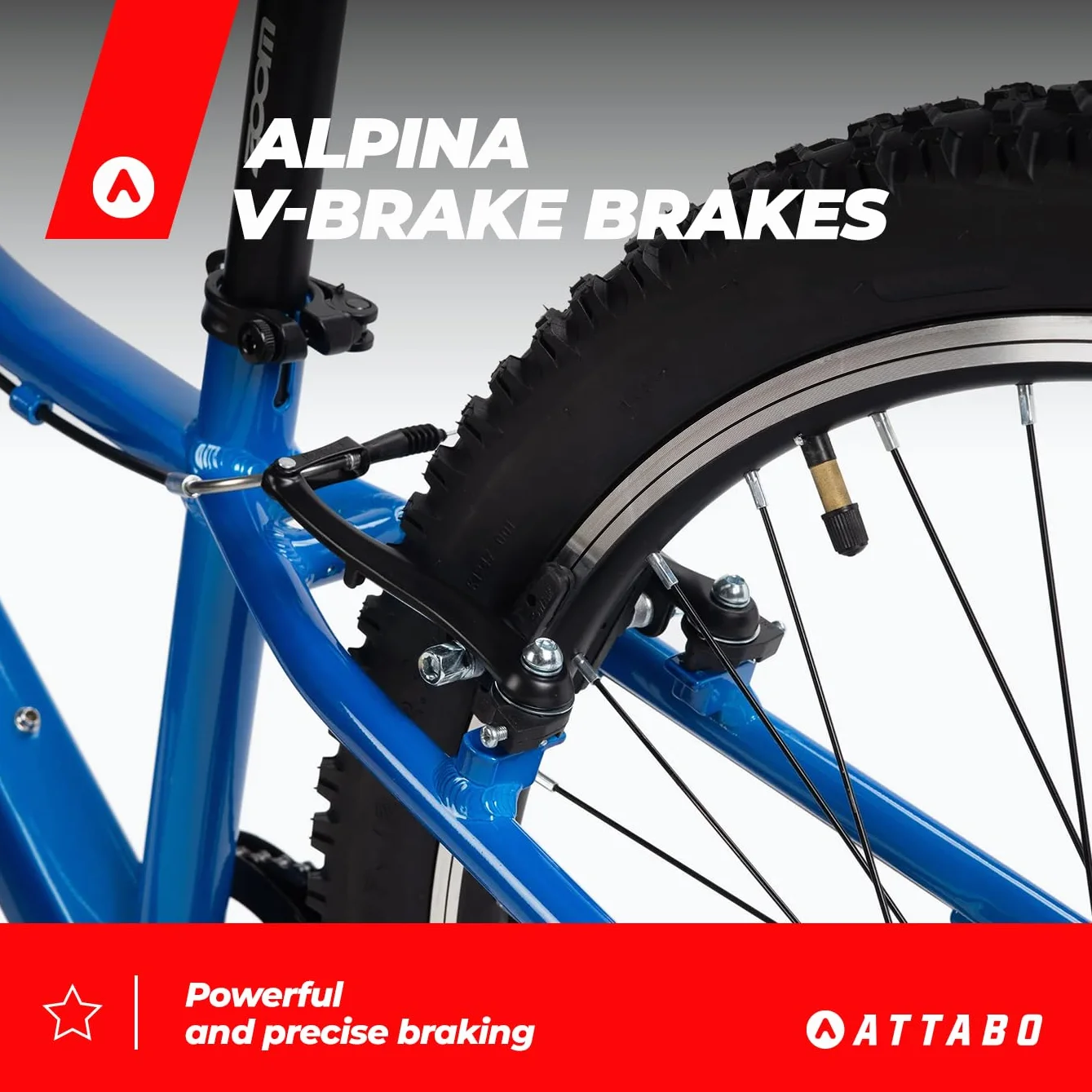 ATTABO MTB JR rower górski z aluminiową ramą, 12", rower dziecięcy z kołami 24" z akcesoriami, ergonomiczna kierownica V-Brake, regulowane siodełko, 8-biegowa przerzutka łańcuchowa