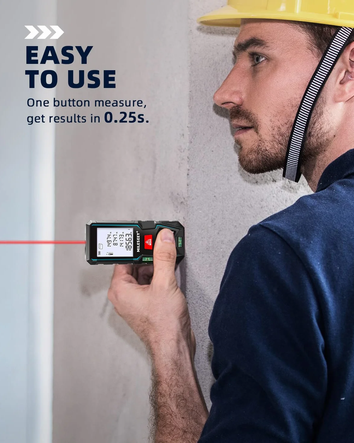 MiLESEEY Dalmierz laserowy D5T-50M 50m dokładność ±2mm podświetlany ekran LCD