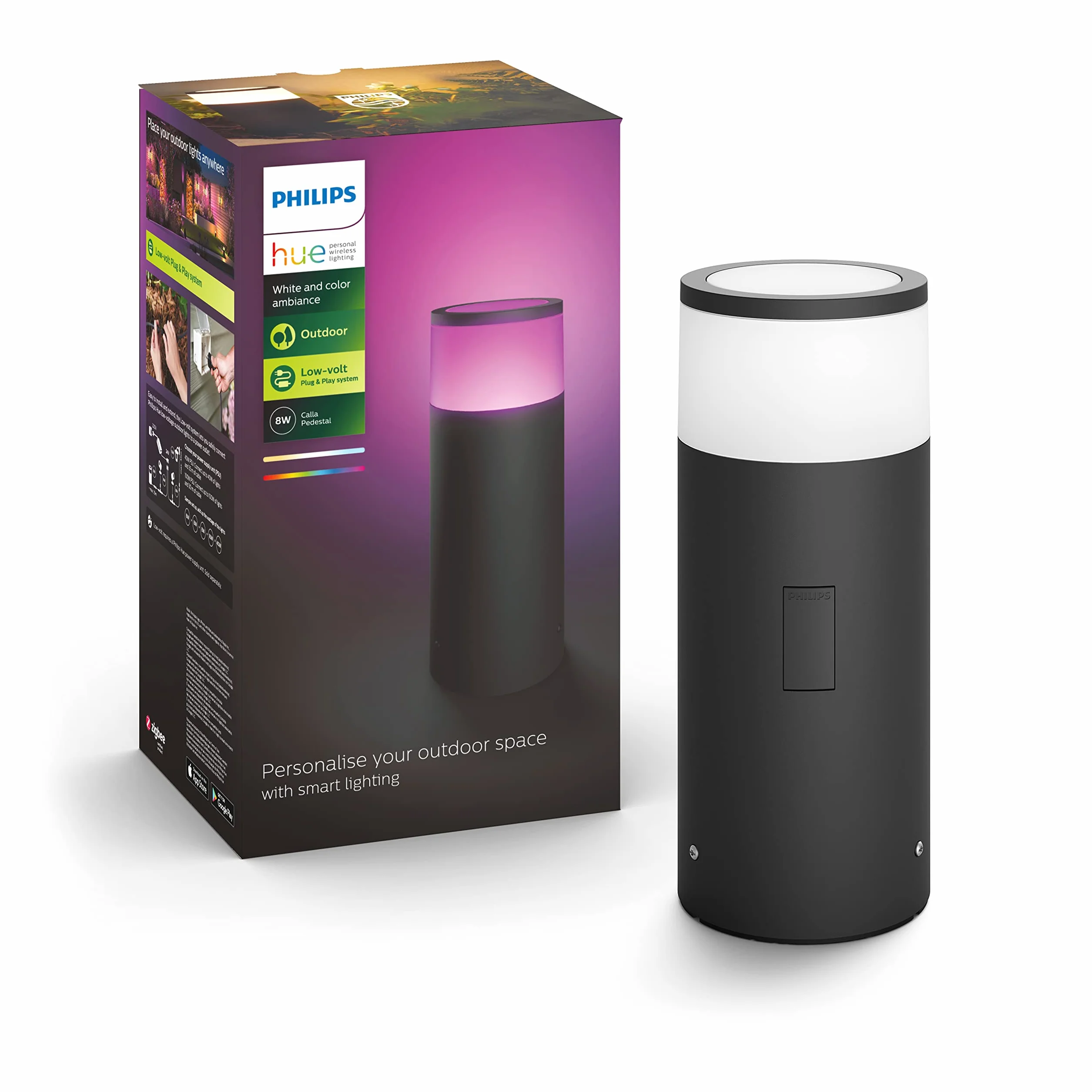 Philips Hue Calla White and Color Ambiance Zewnętrzna lampa stojąca LED, 16 mln kolorów, ściemnialna, sterowanie aplikacją
