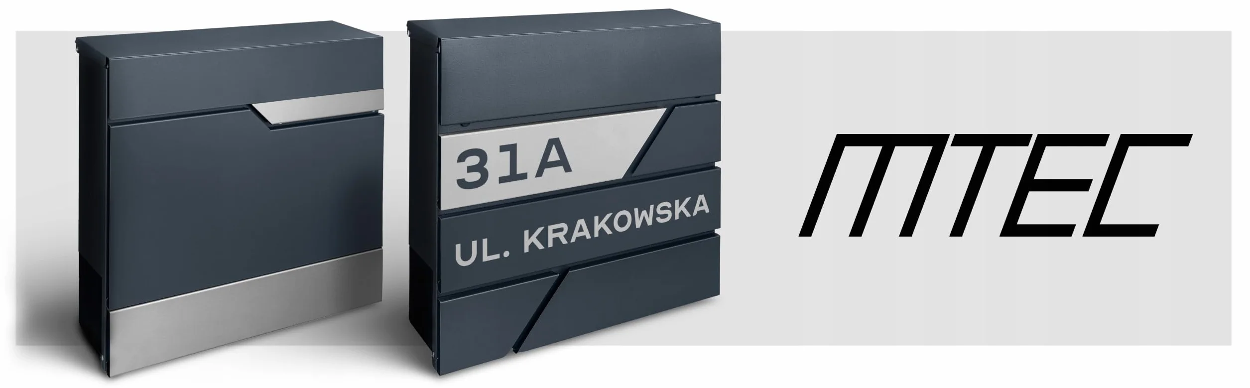 Antracytowa skrzynka pocztowa na listy wzór napis