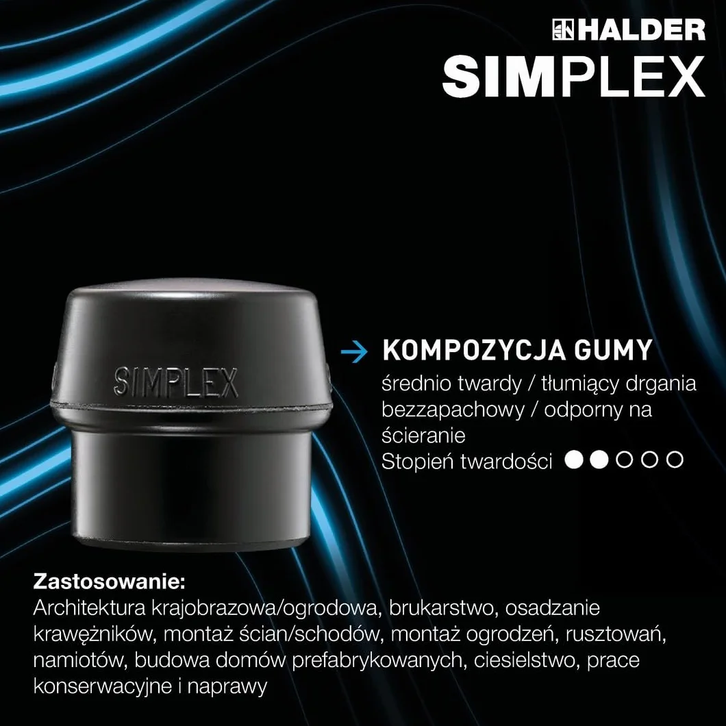 Halder Simplex miękki młotek gumowy TPE-Mid 60 mm wielokolorowy