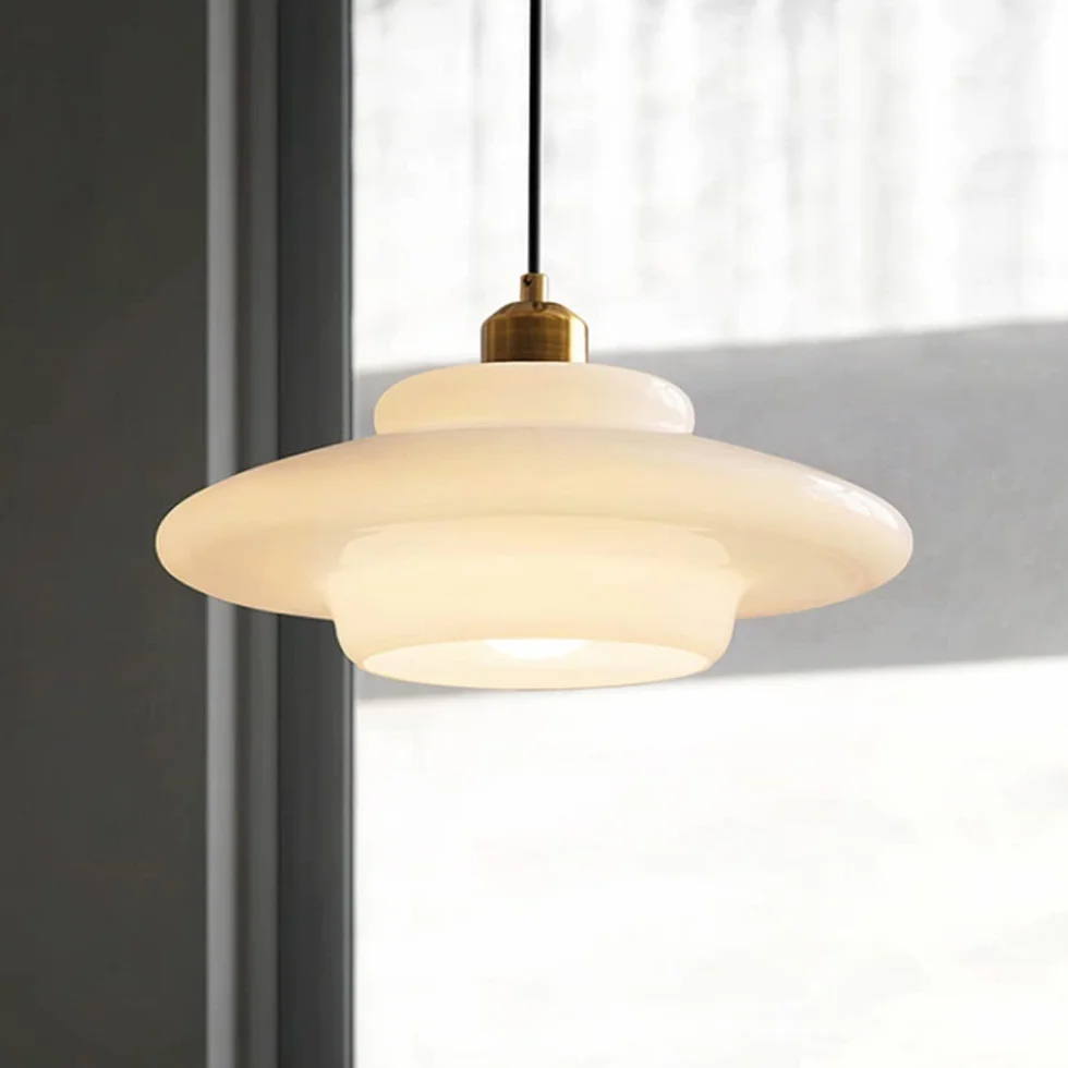 FFOCCO Biała lampa wisząca szklana 1 światło sterowanie dotykowe 800 lumenów