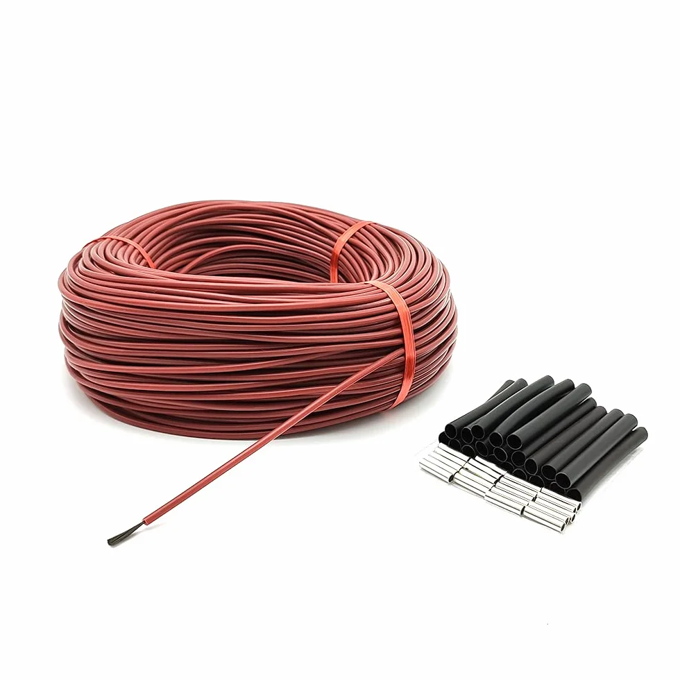 Przewód grzejny Funien, φ3 mm, 12 K, 33 Ω, przewód grzejny z włókna węglowego, 200 °C, przewód grzejny podłogowy, ciepły, wykonany z gumy silikonowej, wysoka temperatura