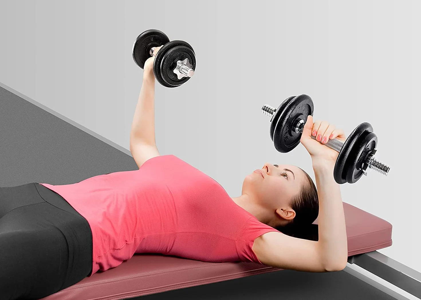 Ultrasport Zestaw hantli 30 kg, niski bar ze sztangą, hantle, sztanga, zestaw ciężarków, ciężarki 30 kg, obciążniki 30 mm, żeliwo, stal, zestaw sztangi, hantle, trening siłowy