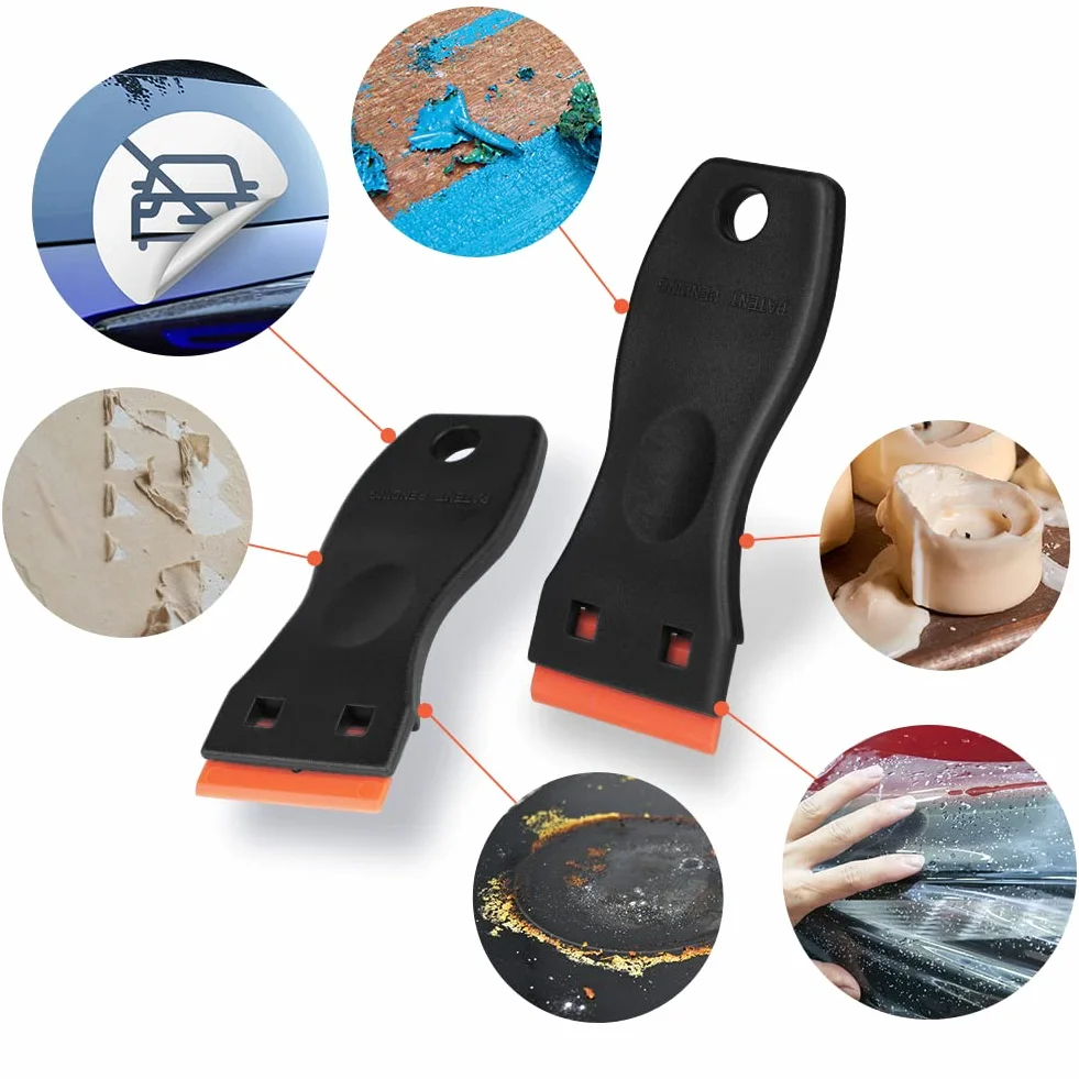 Ainiv Plastic Scraper, Skrobak z 20 wymiennymi ostrzami, Wielofunkcyjny skrobak czyszczący do usuwania naklejek, etykiet, farby, kleju - czarny