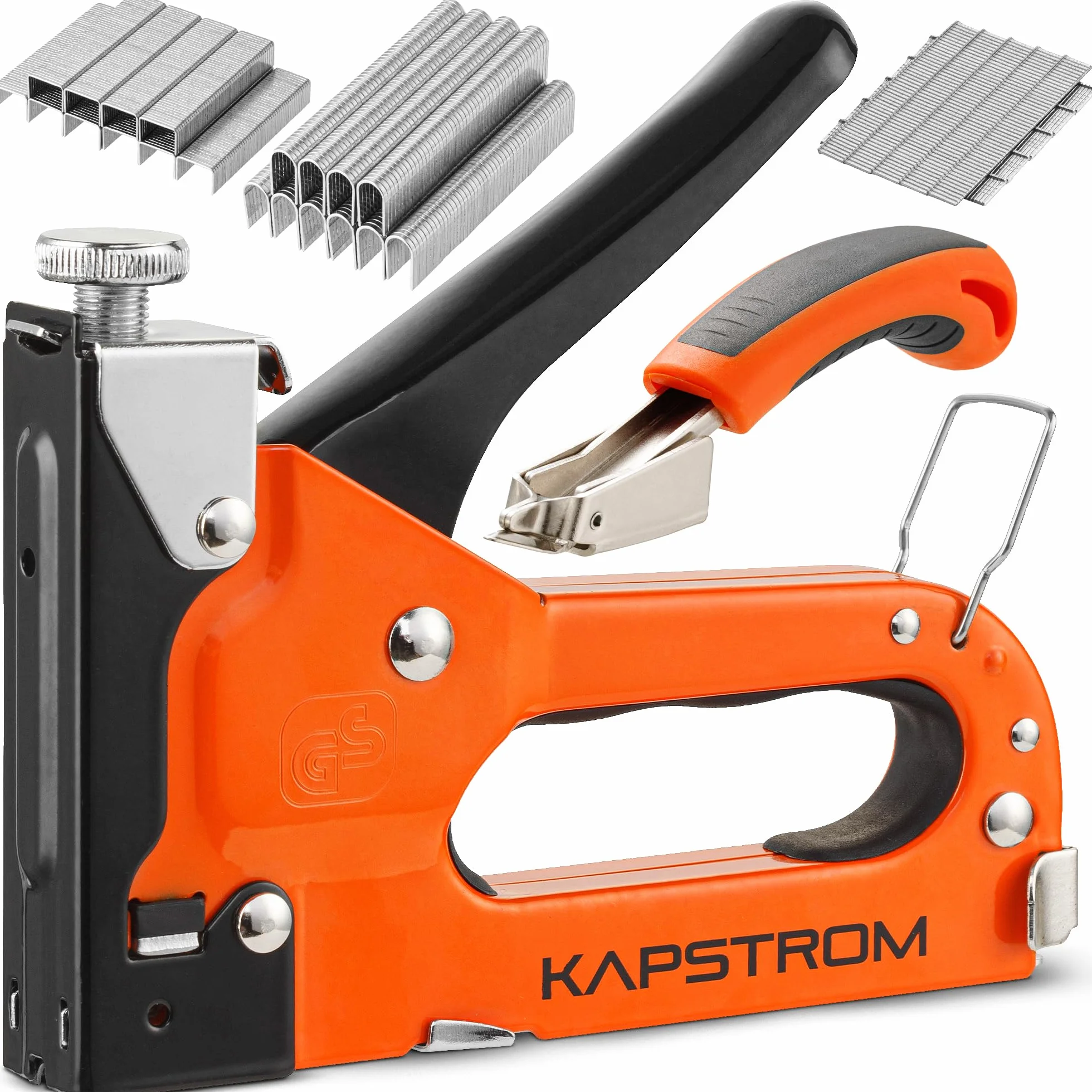 5-in-1 Heavy-Duty Staple Gun Set with 1500 Staples for Woodworking Upholstery Crafts