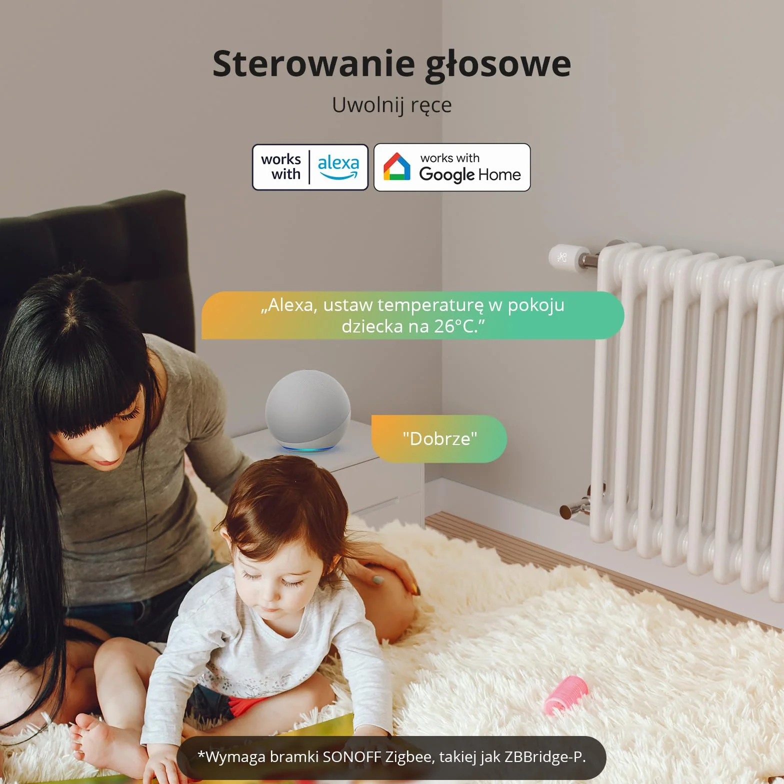 SONOFF Zigbee Inteligentna głowica termostatyczna do zaworu grzejnika 1 szt. Regulator temperatury, wyświetlacz LED