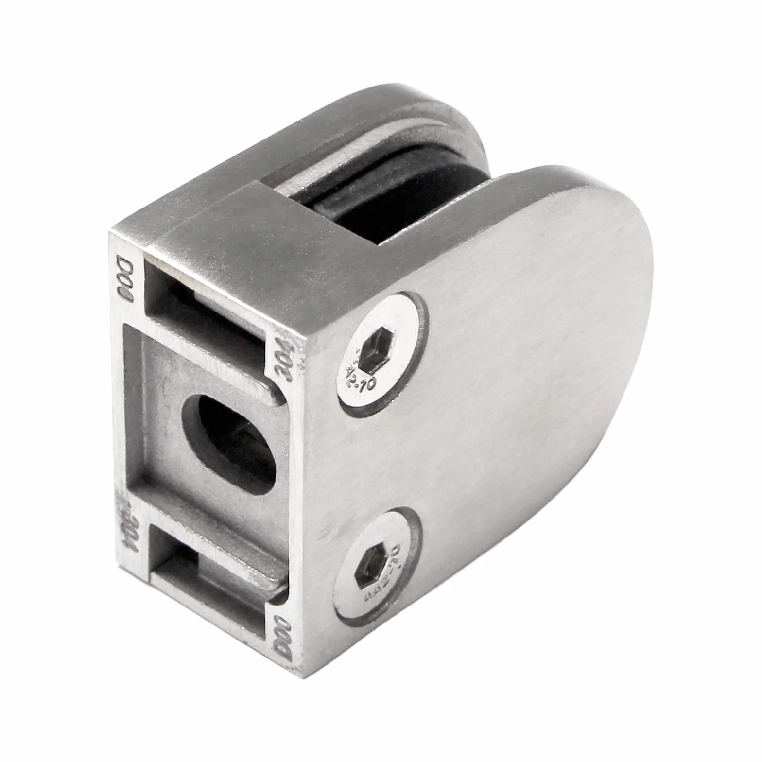 PRIOstahl Zestaw 4 szklanych uchwytów zaciskowych 50 x 40 x 26 mm do szkła Ø 42,4 mm ze stali nierdzewnej V2A