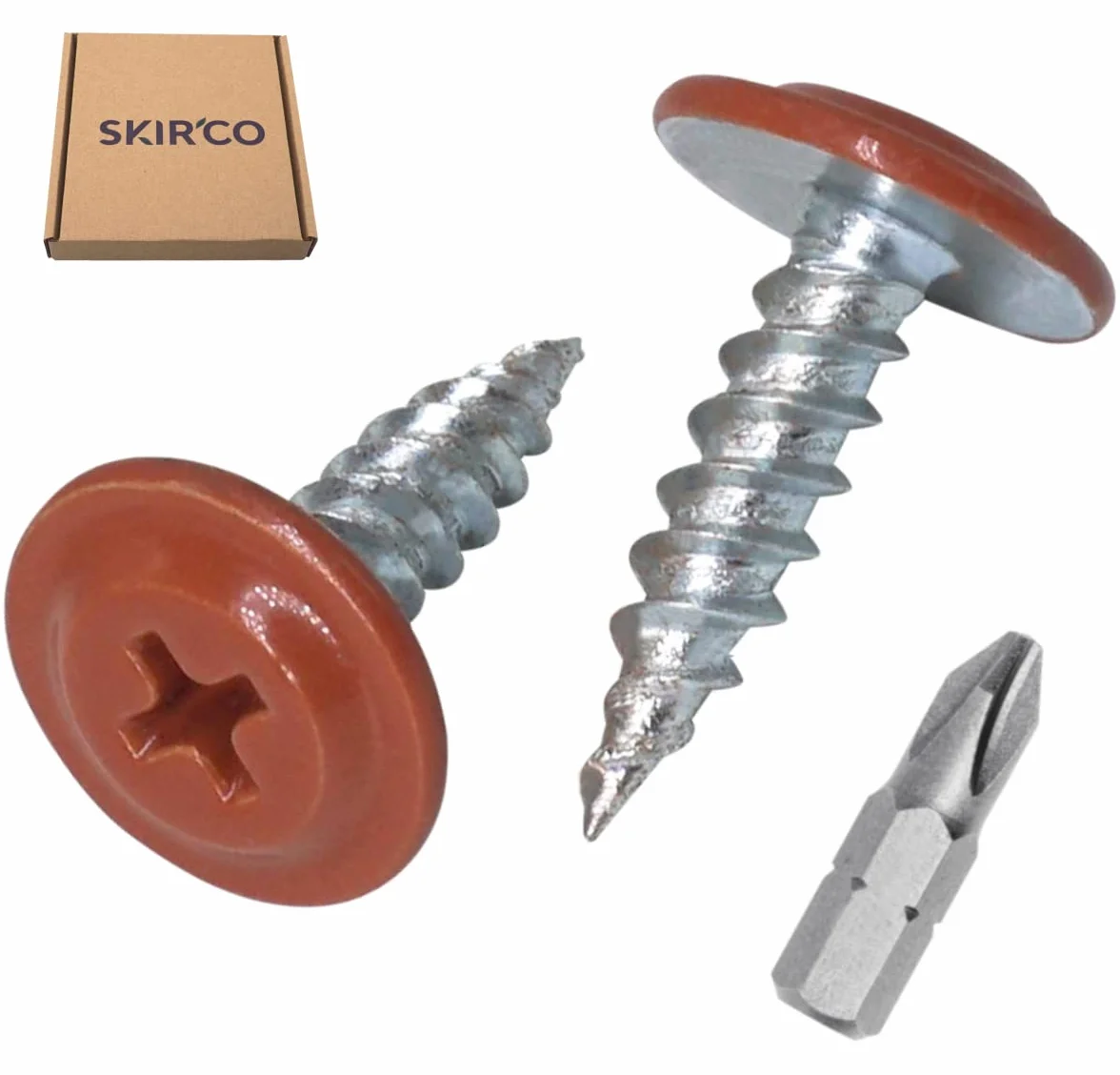 Wkręty samogwintujące SKIR'CO 4,2 x 16 mm do drewna, metalowa śruba, głowica krzyżakowa, RAL 8004