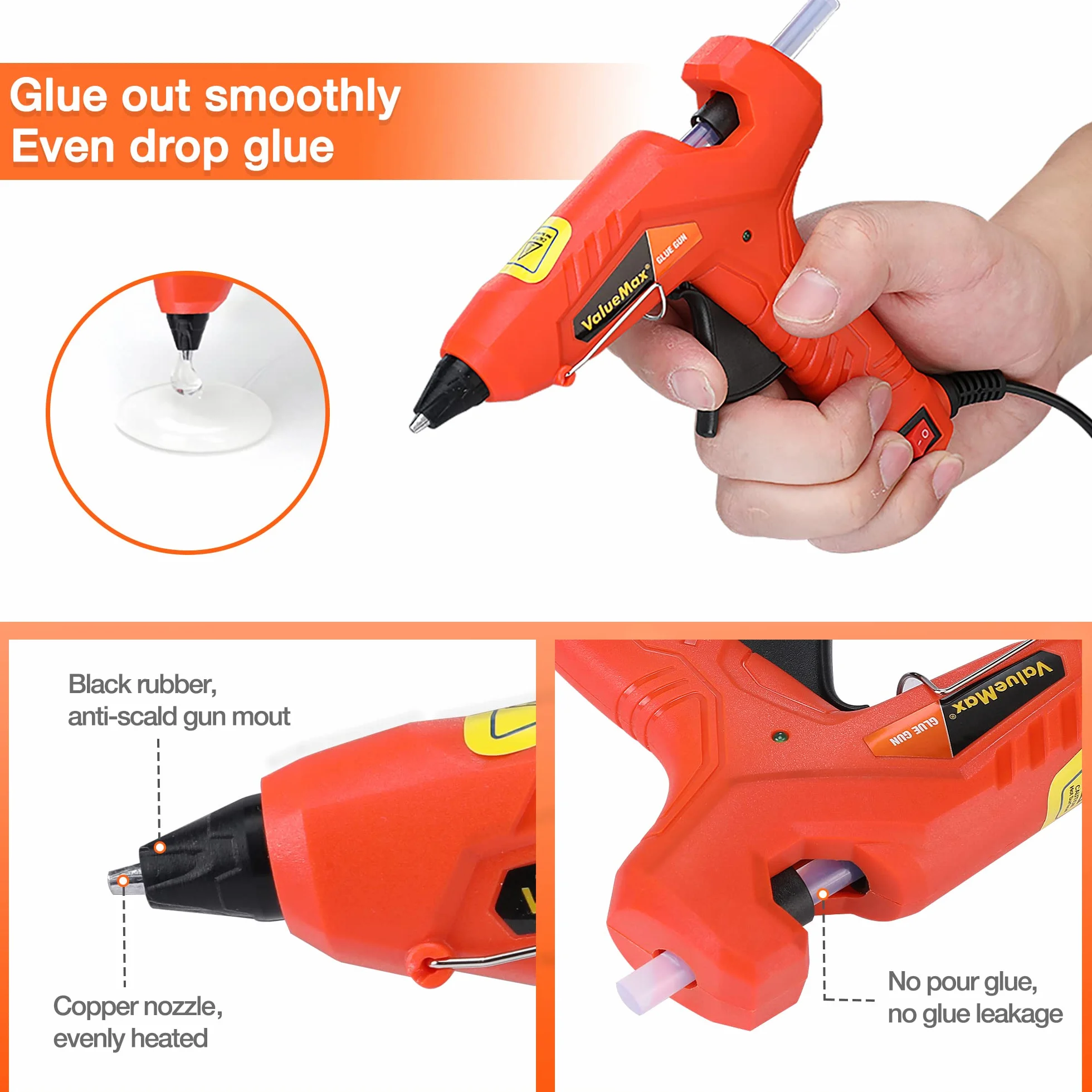 ValueMax Pistolet do klejenia na gorąco 30 W 7 x 100 mm z 20 klejami