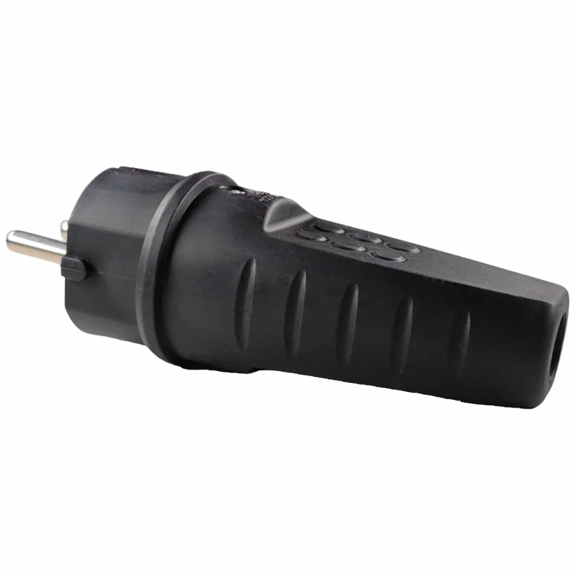 Gumowa wtyczka zewnętrzna 230 V 16 A IP44 kabel burzowy do 2,5 mm² wodoszczelna z zestykiem ochronnym