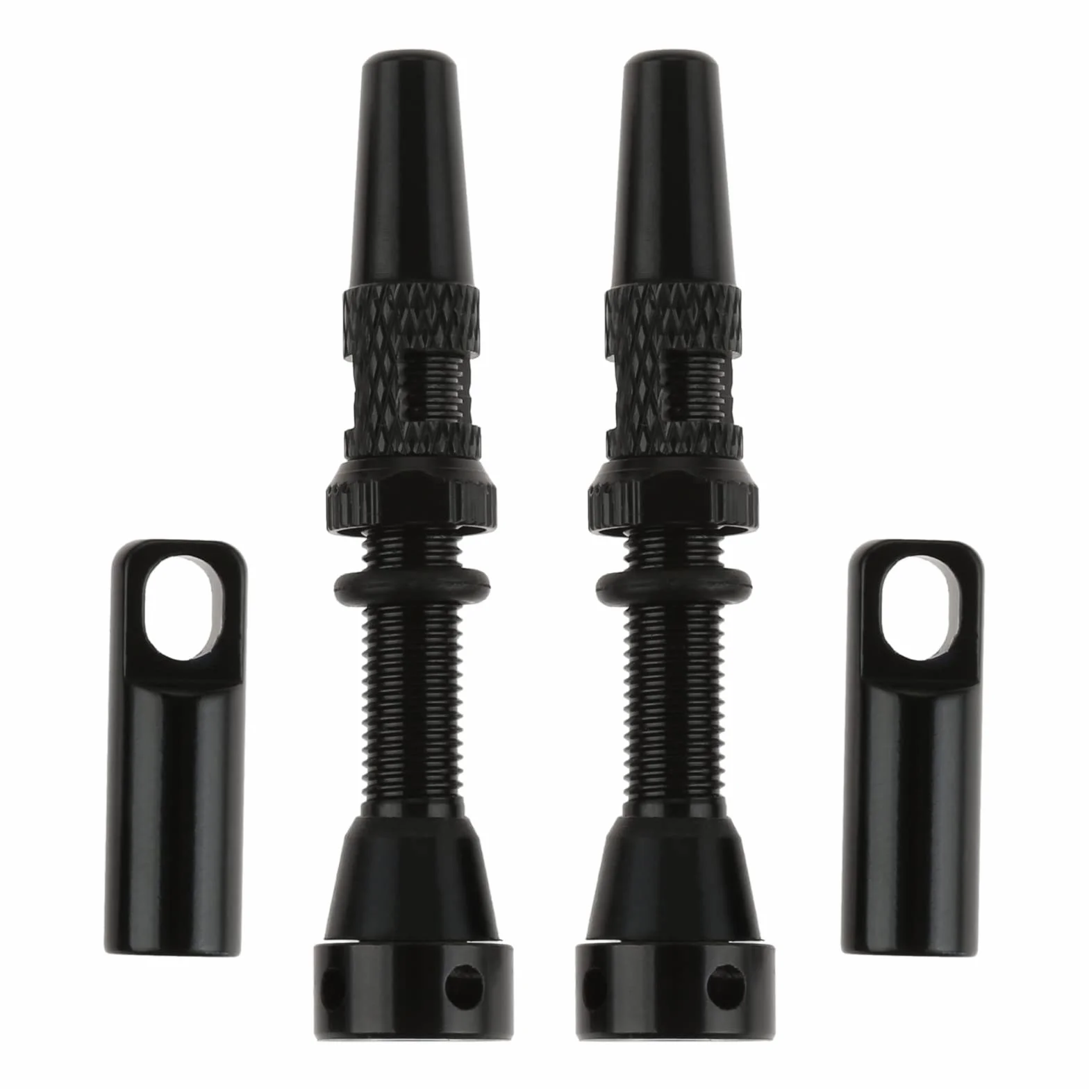 DRELD 2 sztuki bezdętkowych zaworów rowerowych 44 mm, 1 para zaworów Presta Tubeless, MTB, bezdętkowy stop aluminium Presta, trzpień zaworu Tubeless Presta (44 mm, czarne)