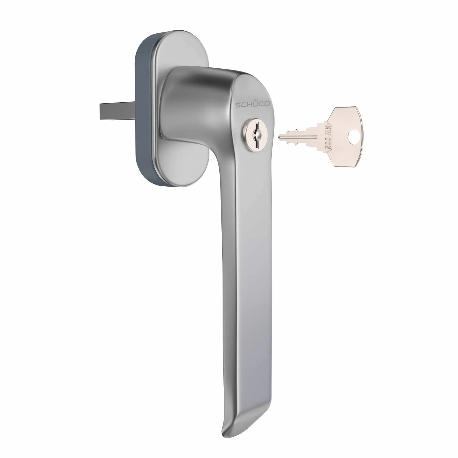 SCHÜCO VarioTec klamka okienna zamykana aluminium srebrny stal nierdzewna uchwyt do okien z tworzywa sztucznego z kluczem kwadrat 37 mm Corona