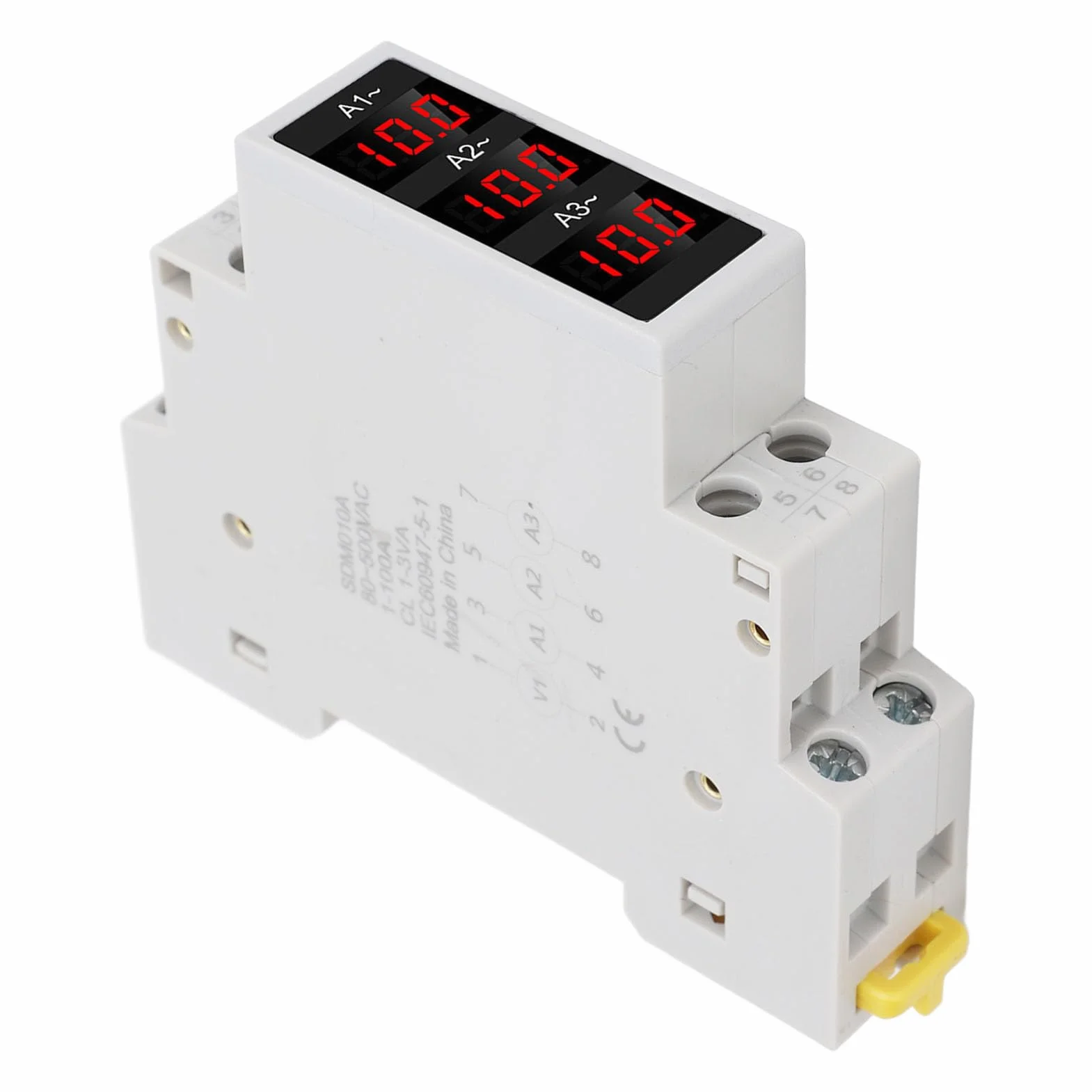 3-fazowy Amperomierz Cyfrowy LED Na szynę DIN AC80-500V 1-100A