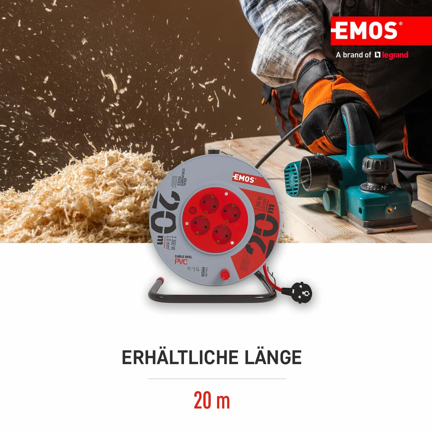 EMOS 4-Komora Kabeltrommel 20 m 3 x 1 Schuko DG-4ZR-DB04