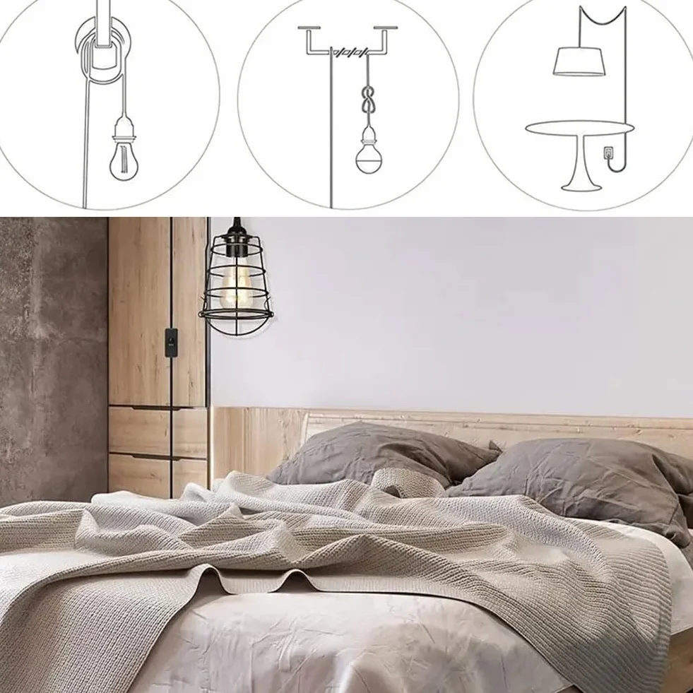 Zawieszenie lampy E27 2 sztuki z uchwytem śrubowym kabel 1,2 m regulowany