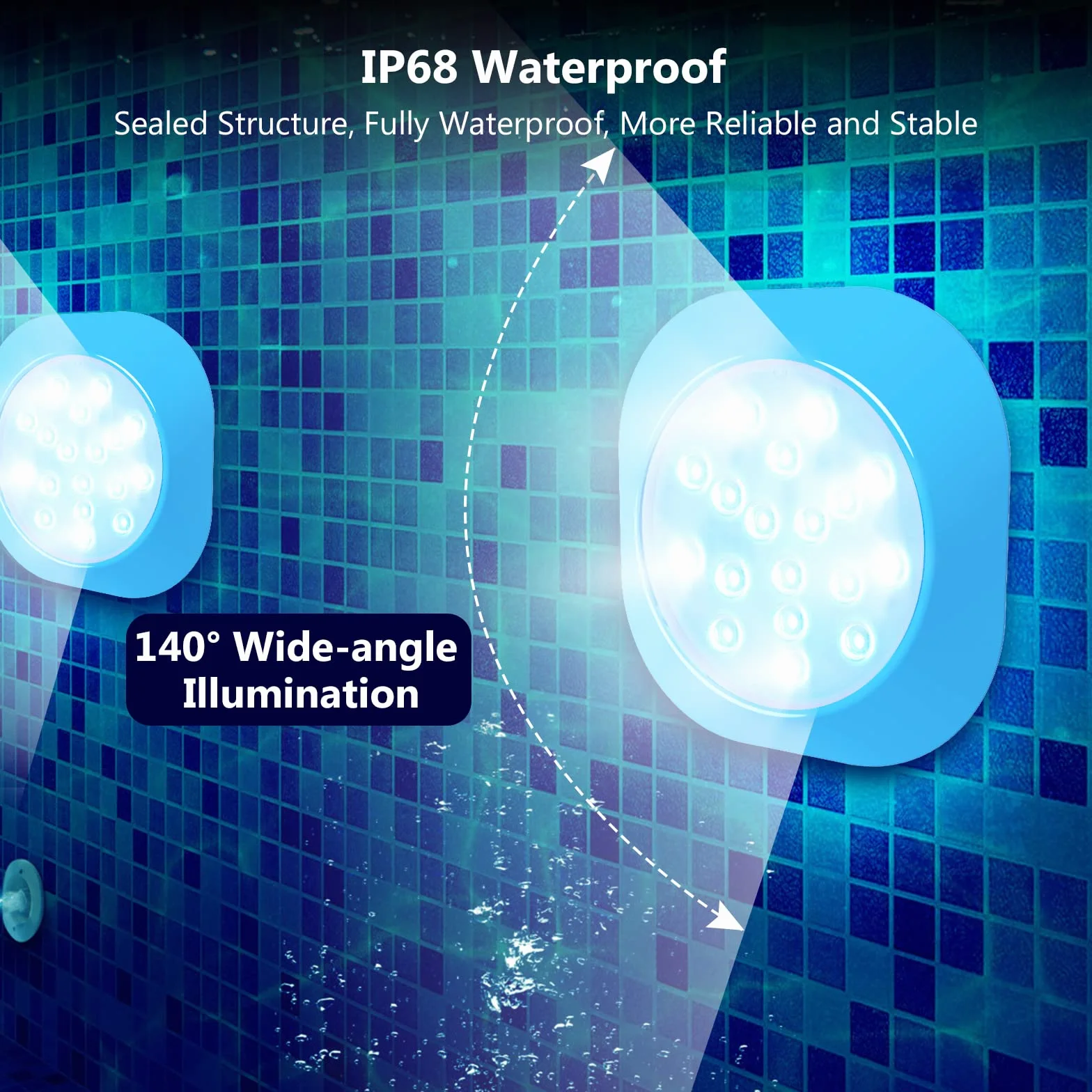 LyLmLe Zatapialne oświetlenie LED basenowe RGBW IP68 14 cm wodoodporna z pilotem magnetyczne zestaw 2 szt