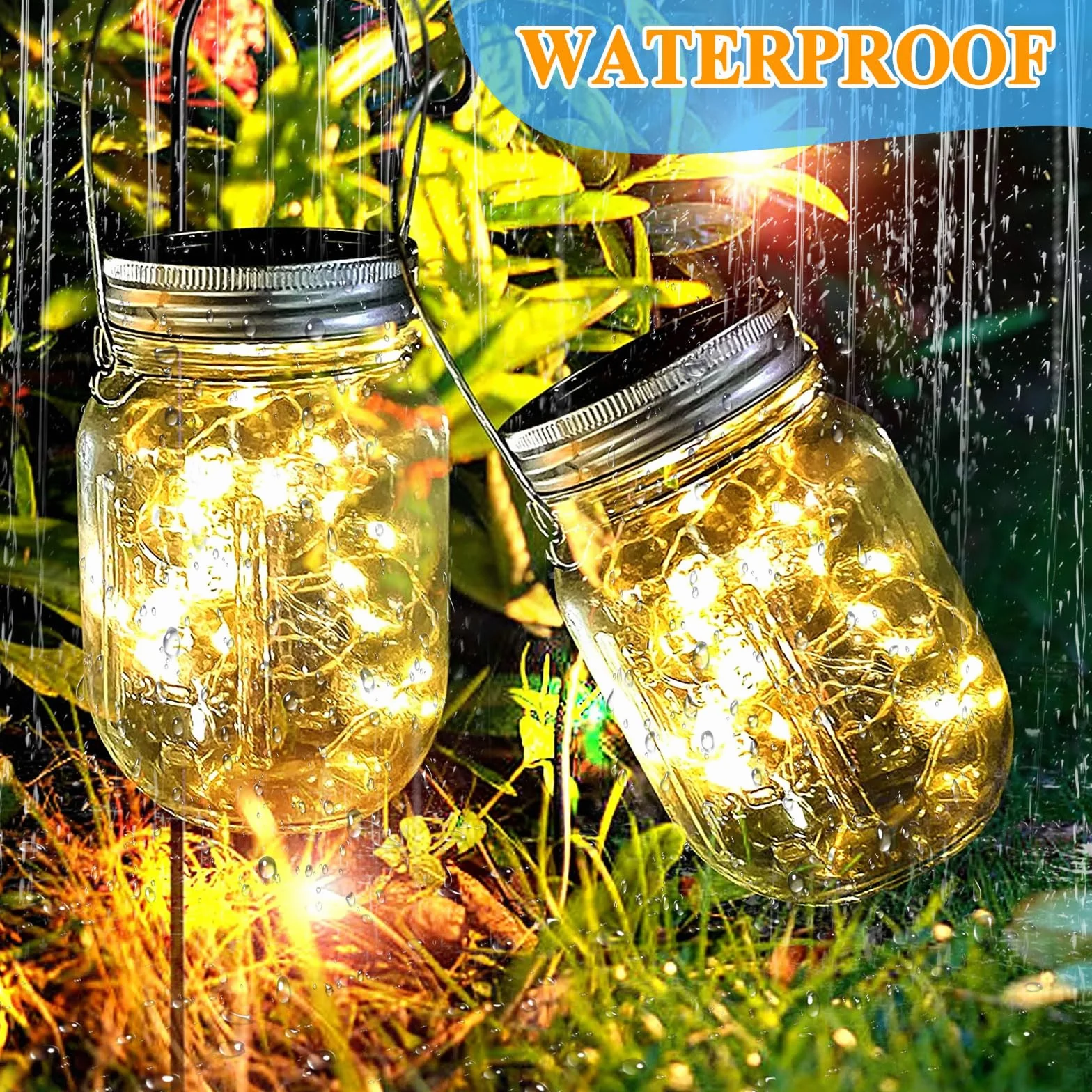 Lampy solarne Mason Jar 4 sztuki LED 30 diod IP65 wodoszczelne wiszące do ogrodu balkonu
