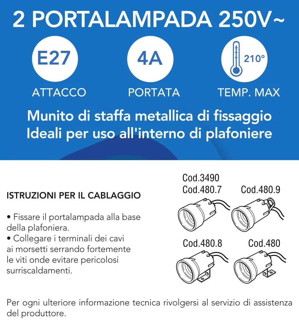 POLY POOL PP0480S 2-częściowy uchwyt na lampę E27 z dużą śrubą, plastikowy, kość słoniowa