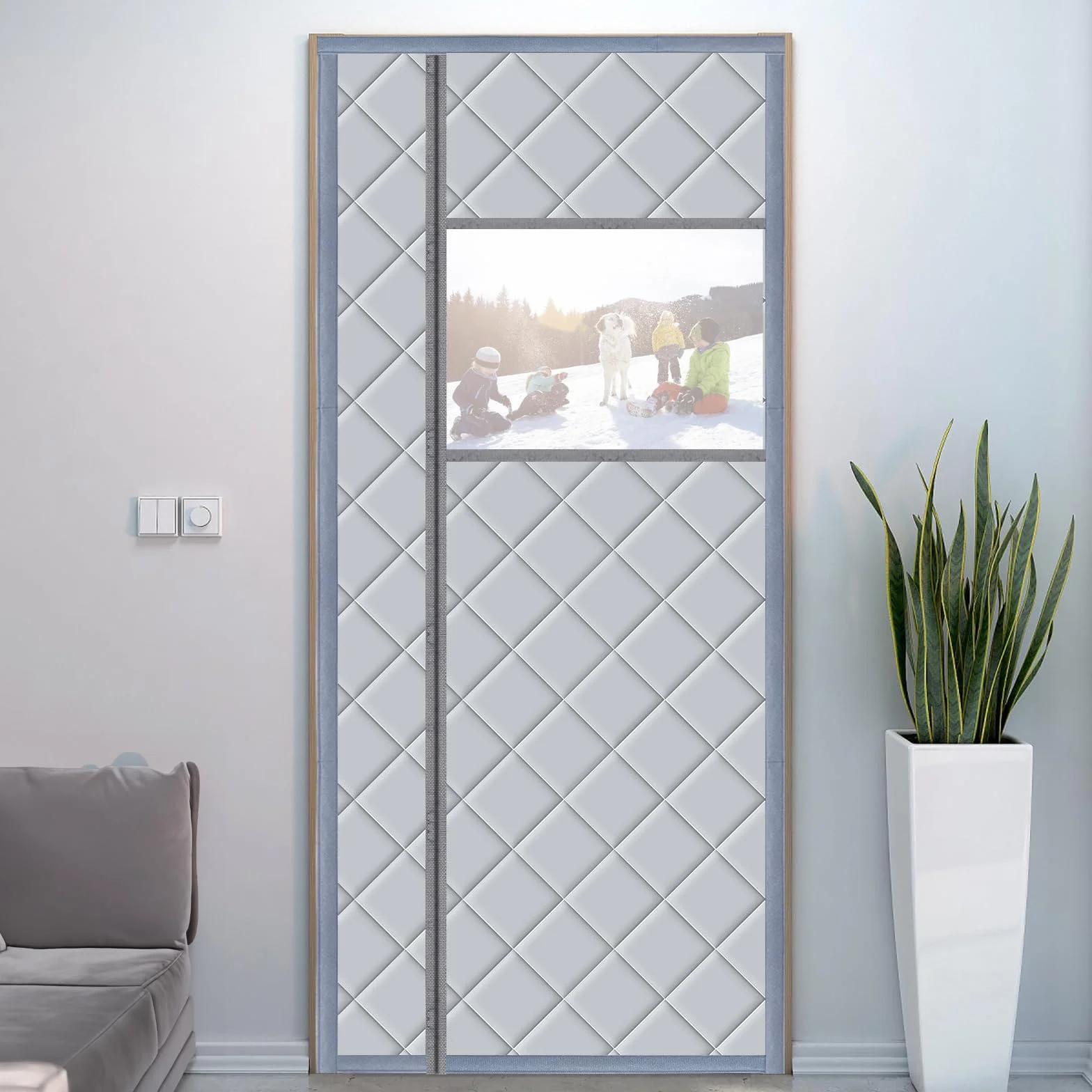 Termiczna ochrona przed zimnem, 120 x 220 cm, magnetyczna zasłona termiczna na drzwi, bez wiercenia, odporna na zimno i ciepło, wodoszczelna, wiatroszczelna, przyjazna dla zwierząt domowych