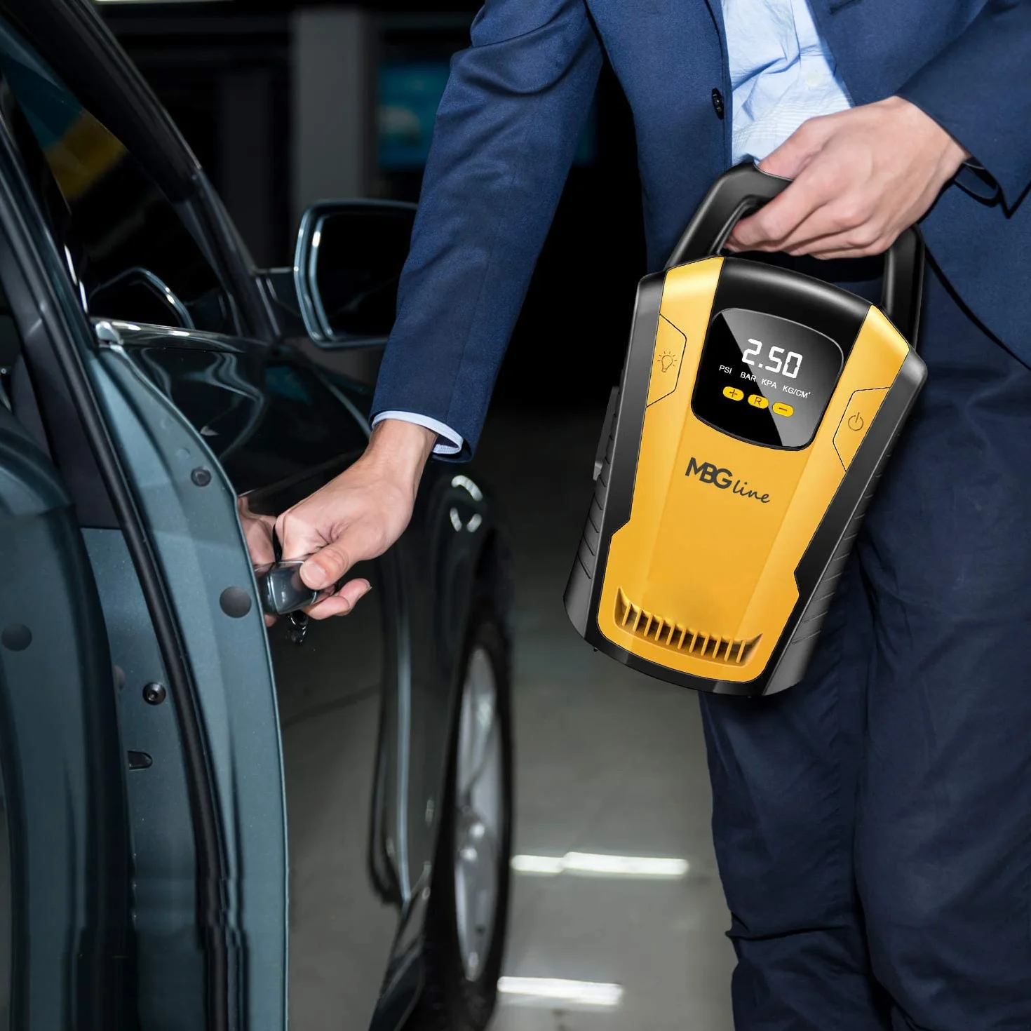 Kompresor samochodowy 12V pompa powietrza z cyfrowym wyświetlaczem LED