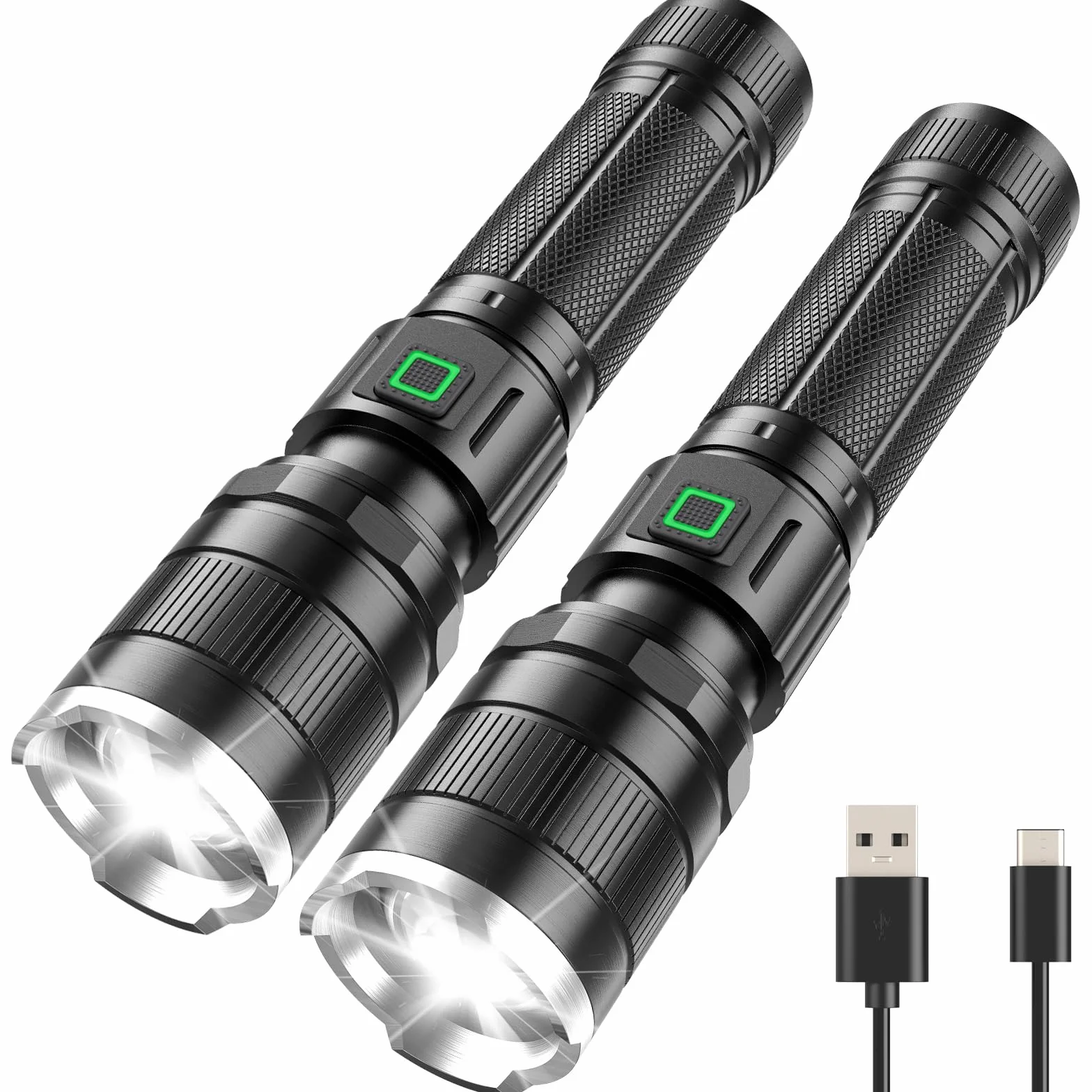 GEARLITE latarka LED do ładowania, 10 000 lumenów, bardzo jasna latarka LED z 3 trybami, wodoszczelna latarka ręczna z zoomem IP65 na kemping, wędrówki, outdoor, sytuacje awaryjne (2)