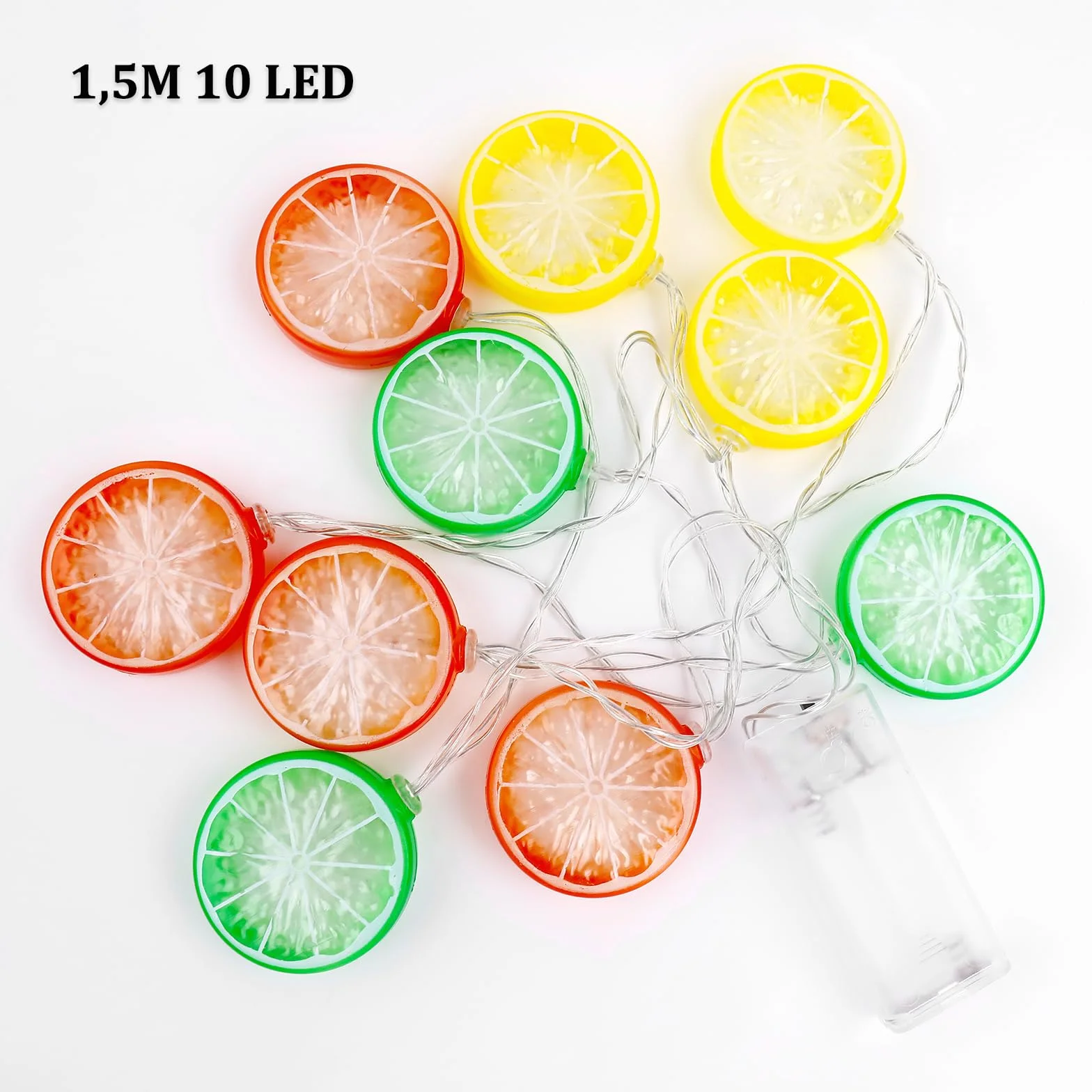 ENLACE Łańcuch świetlny z cytrynami 1,5 m 10 diod LED plasterek cytryny limonki pomarańczy światło cytrynowe na taras