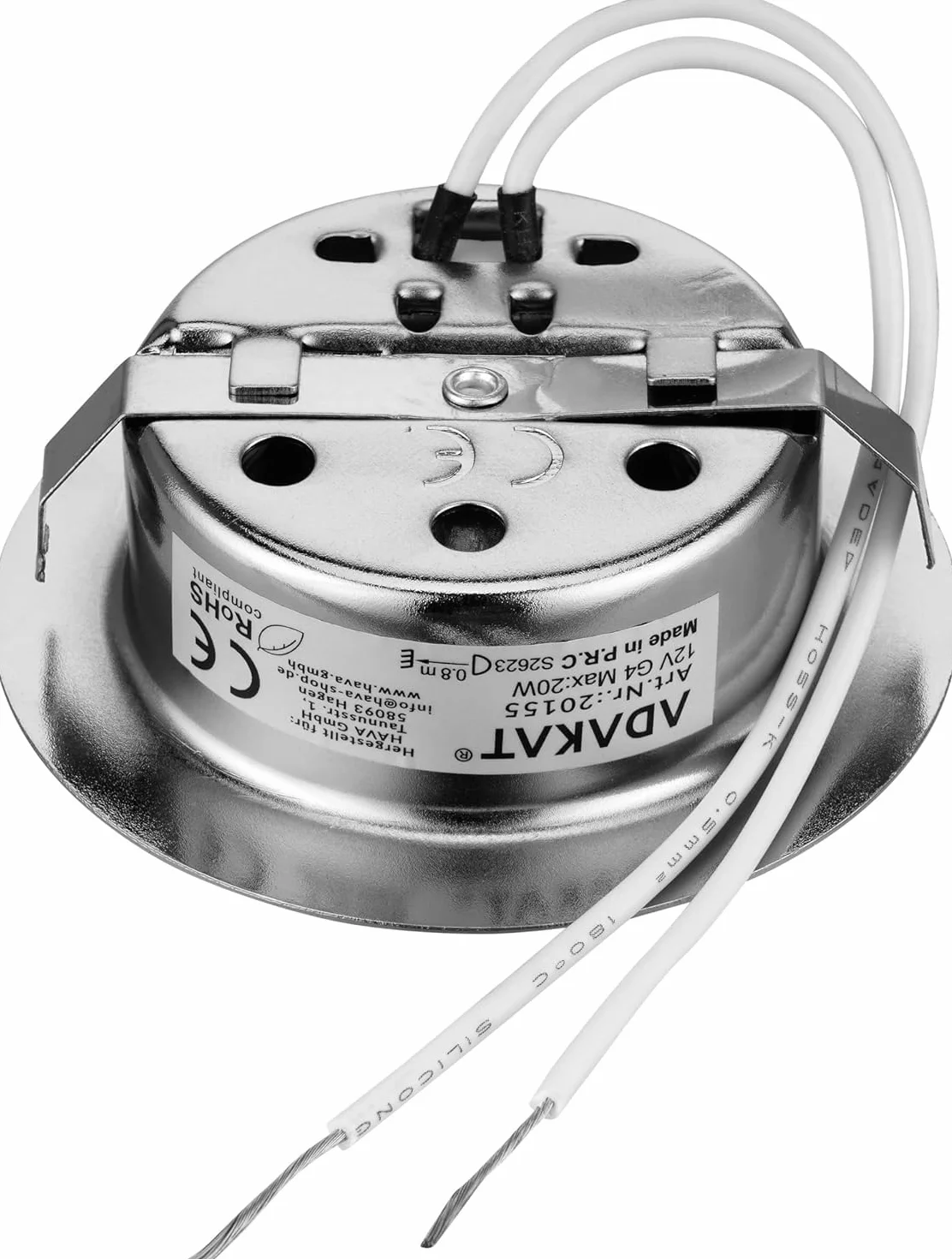 ADAKAT Zestaw 2 sztuk metalowy reflektor do zabudowy G4 12 V szklana pokrywa