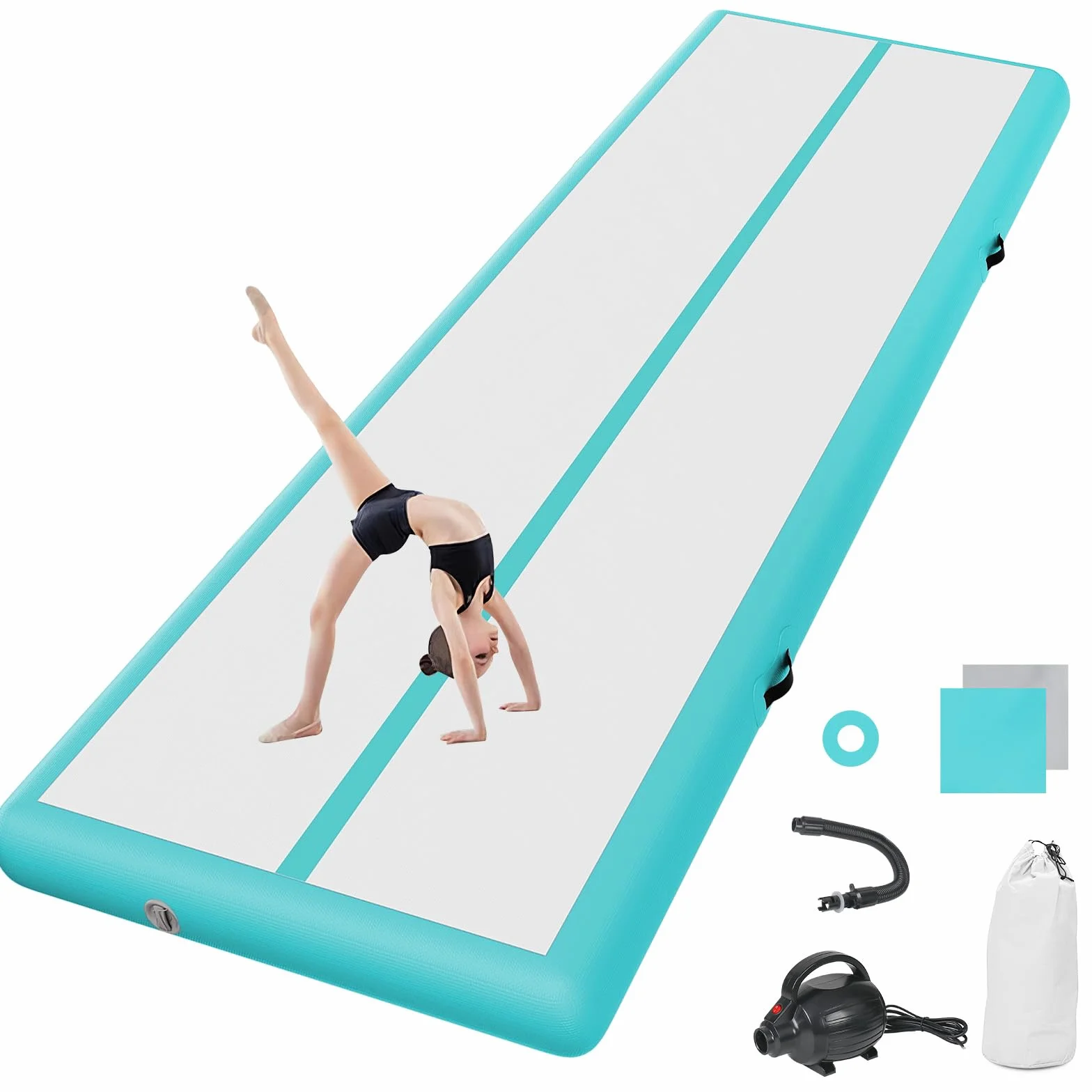 airtrack matte Z elektryczną pompką powietrza o wysokości 10 cm, 3 m, mata gimnastyczna, mata do jogi, na kemping, do treningu