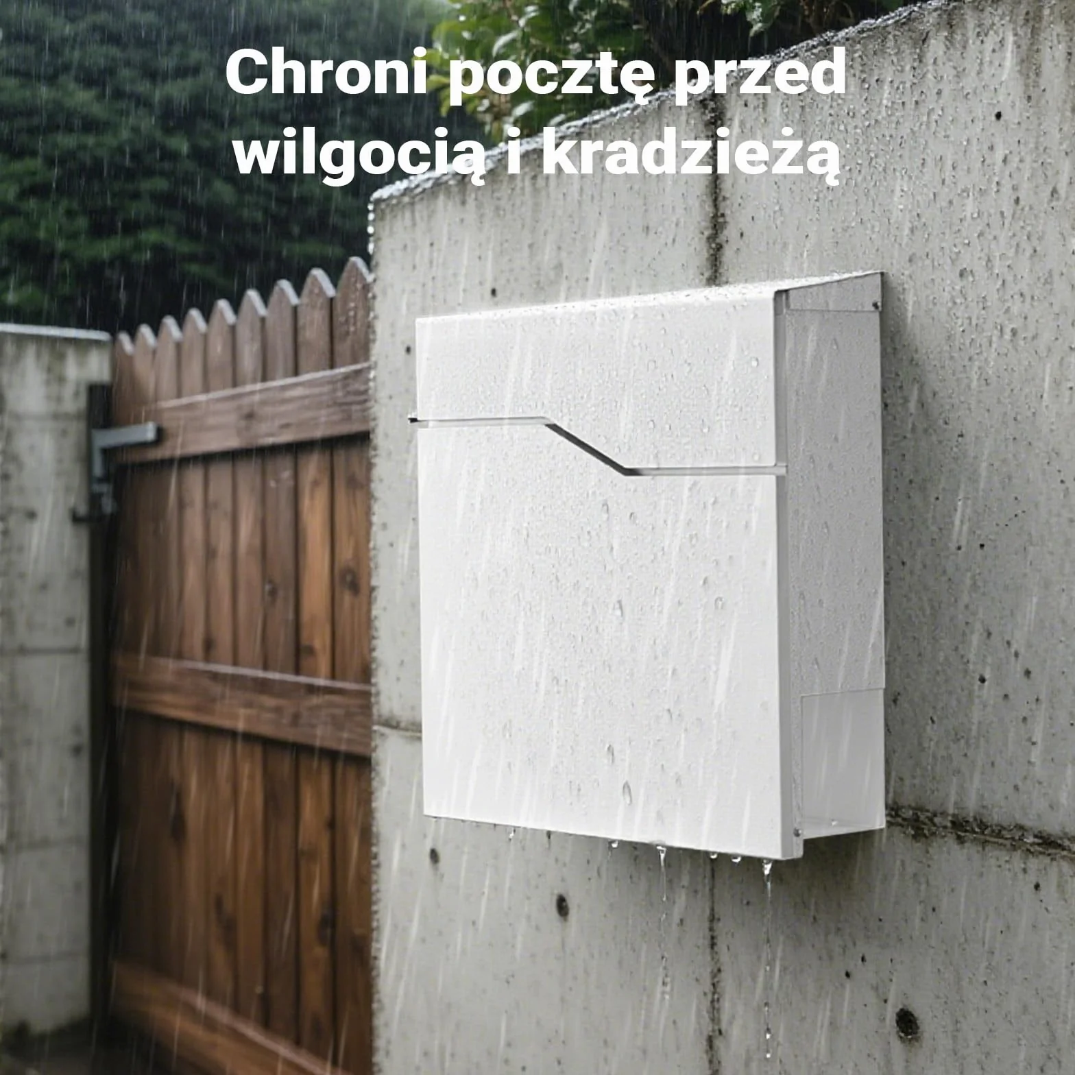 Wiltec Skrzynka na listy biała V19, stalowa z ukrytym zamkiem, nowoczesna skrzynka pocztowa do montażu na ścianie i stojaku, miejsce na gazety